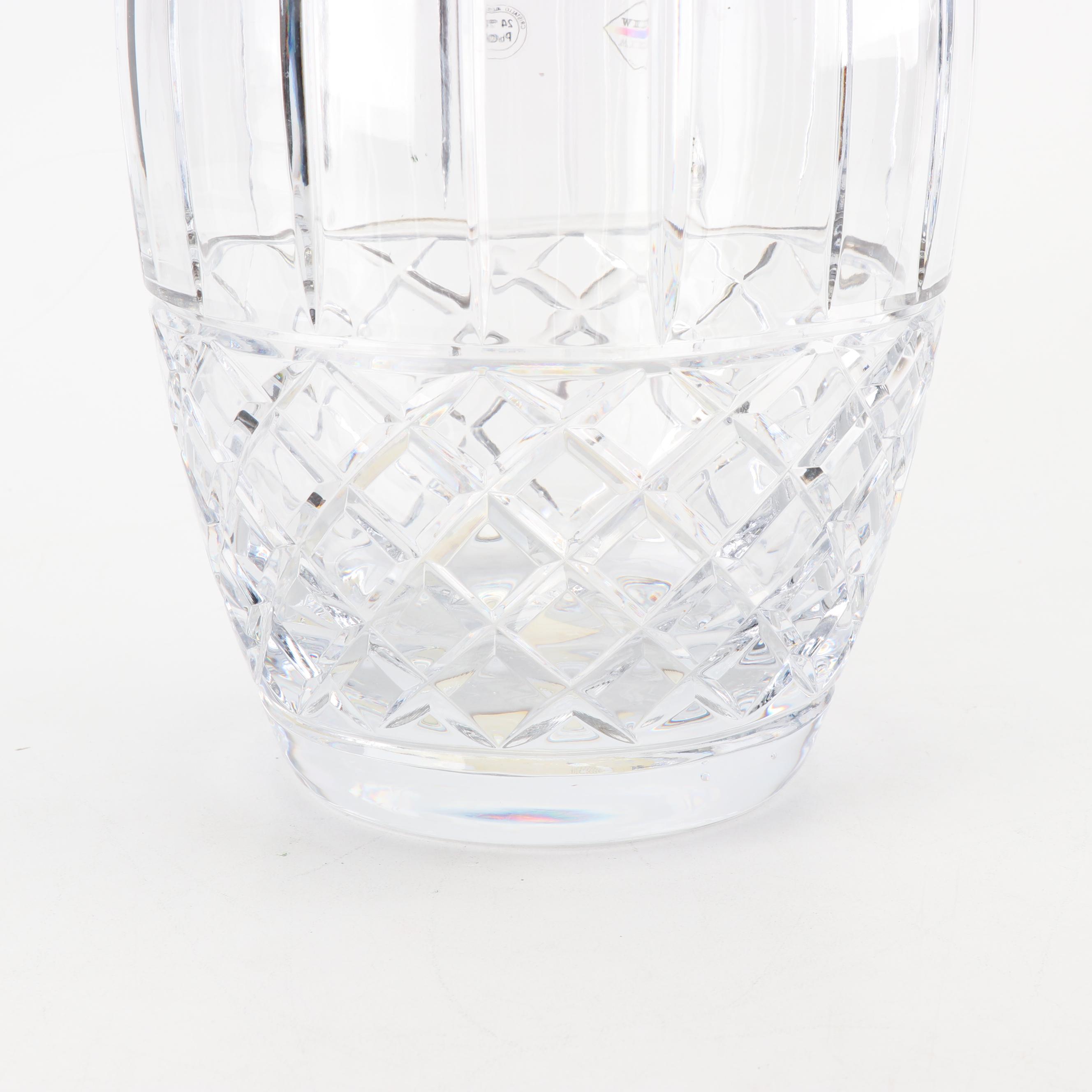 Marw Italian Crystal Vase with Gilt Trim