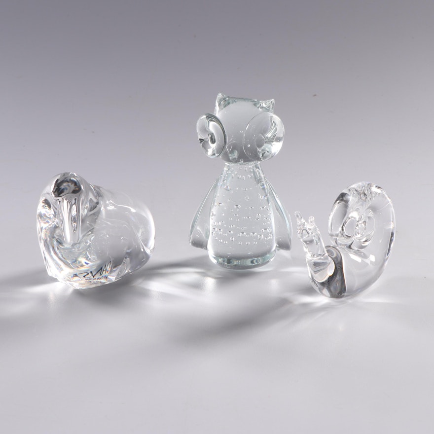 Steuben Glass and Dansk Crystal Animal Figurines