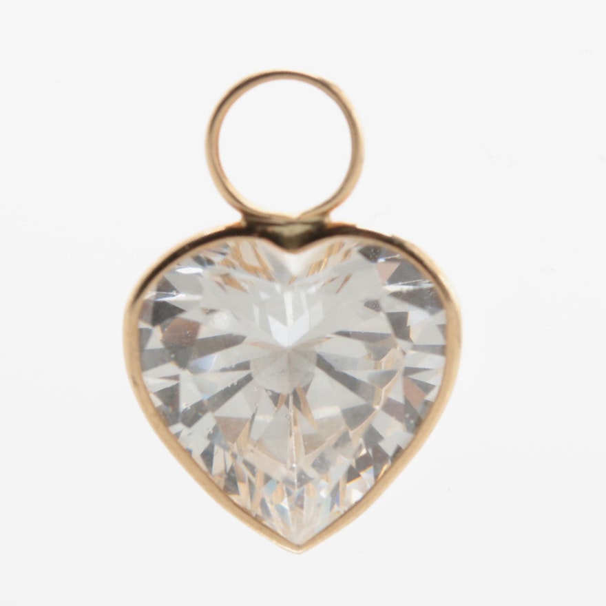 14K Yellow Gold Cubic Zirconia Heart Shaped Pendant