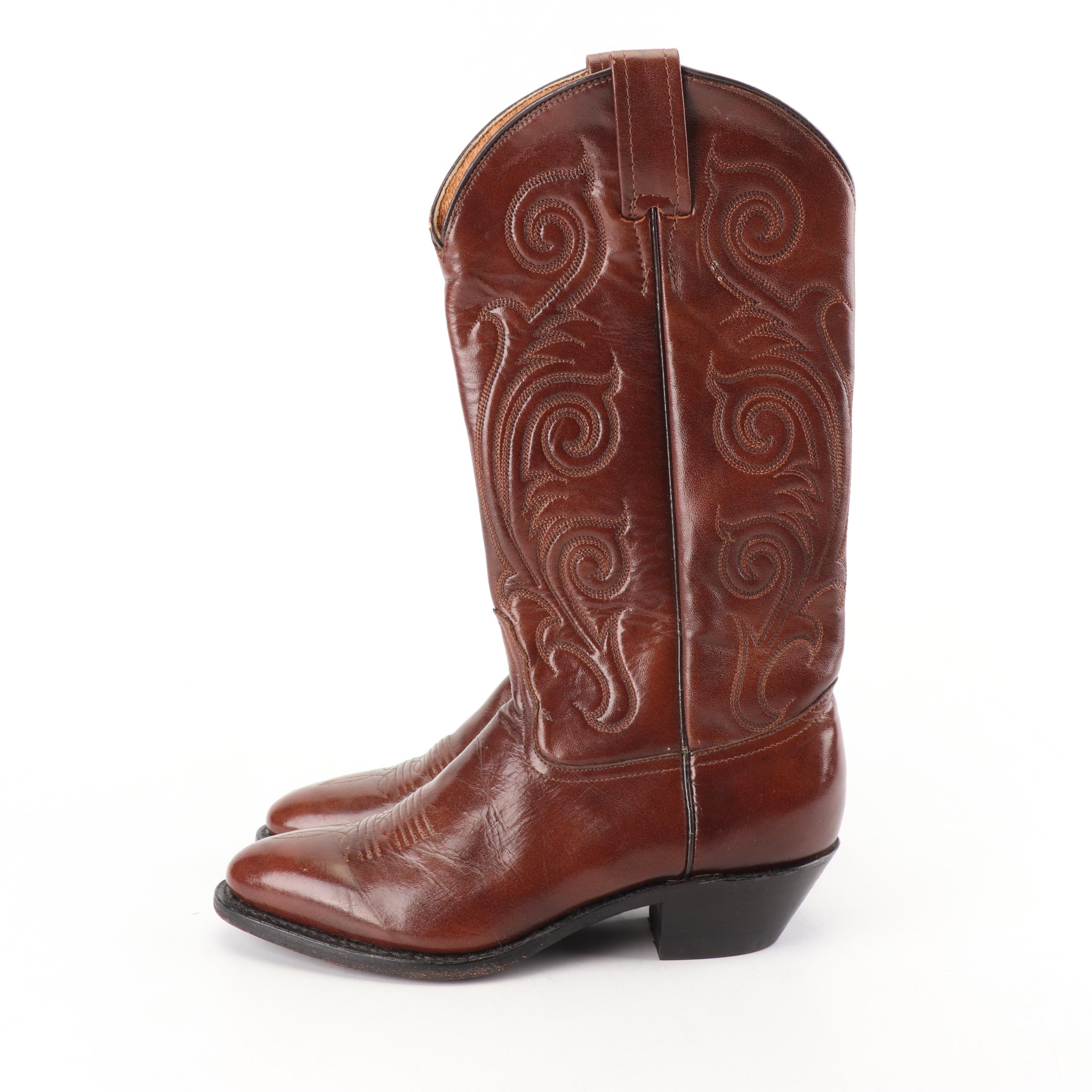 Women's Tony Lama of El Paso, Texas Brown Leather Western Boots