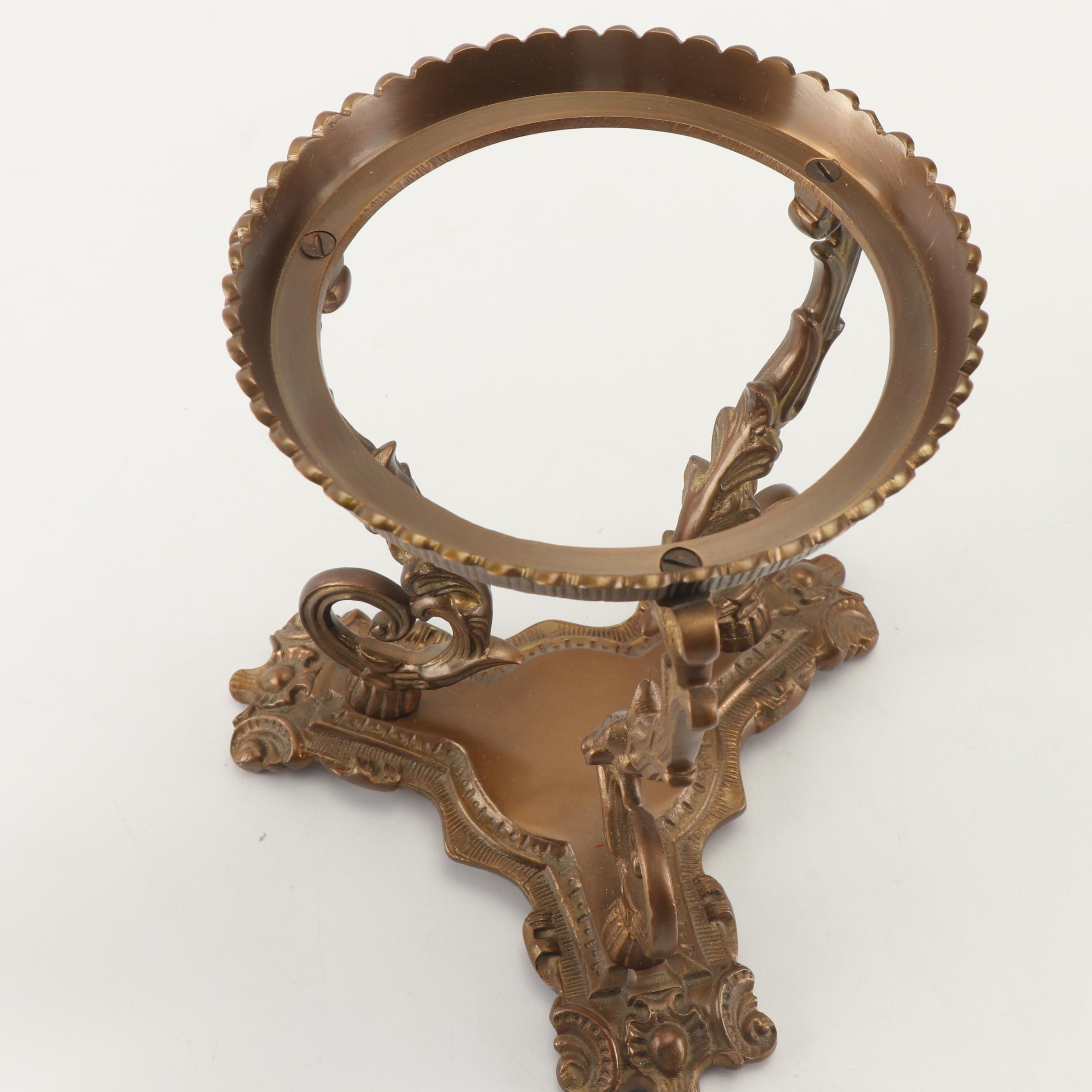 Pair of Brass Stands with Crystal Rose Bowls