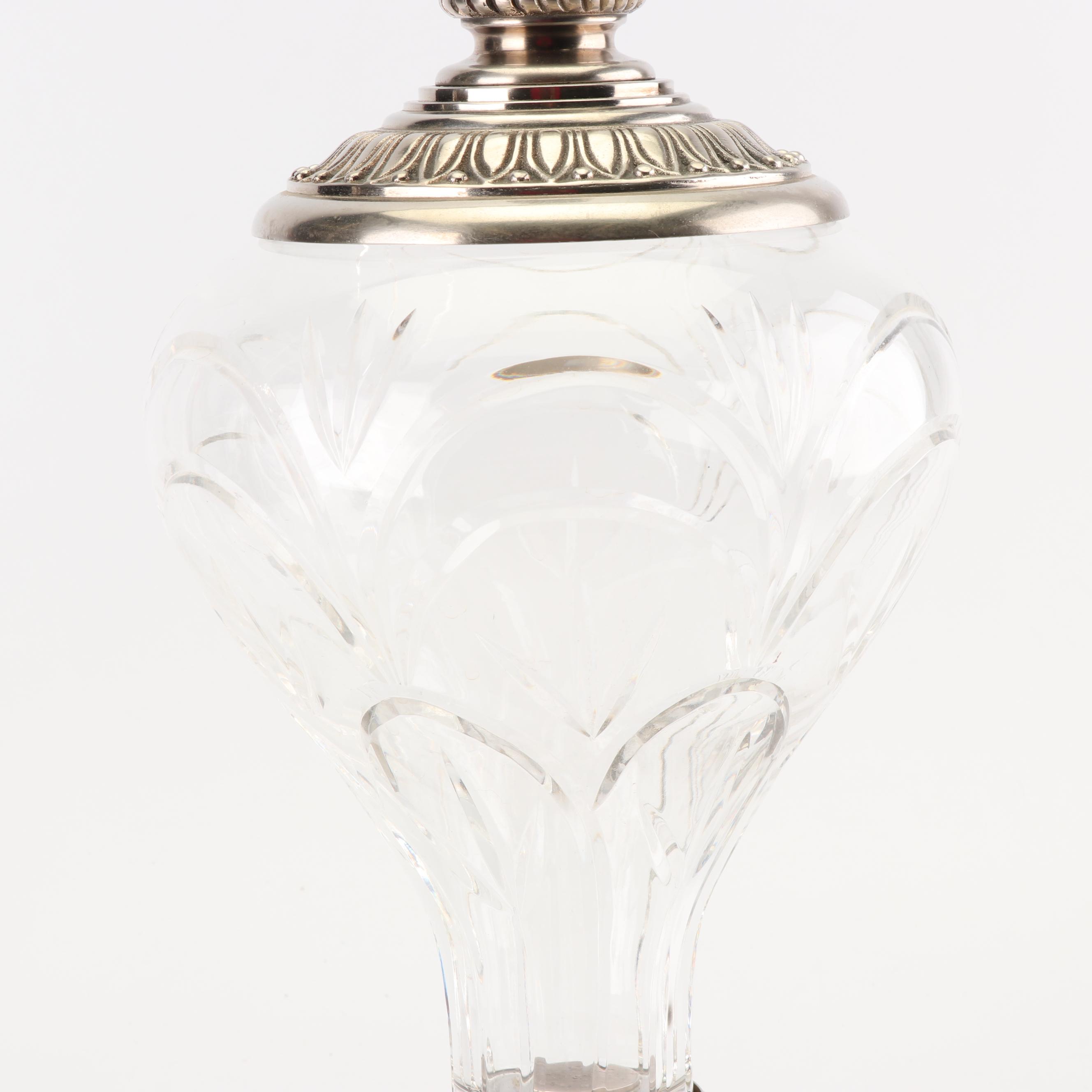 Mounted Glass Urn with Metal Lid