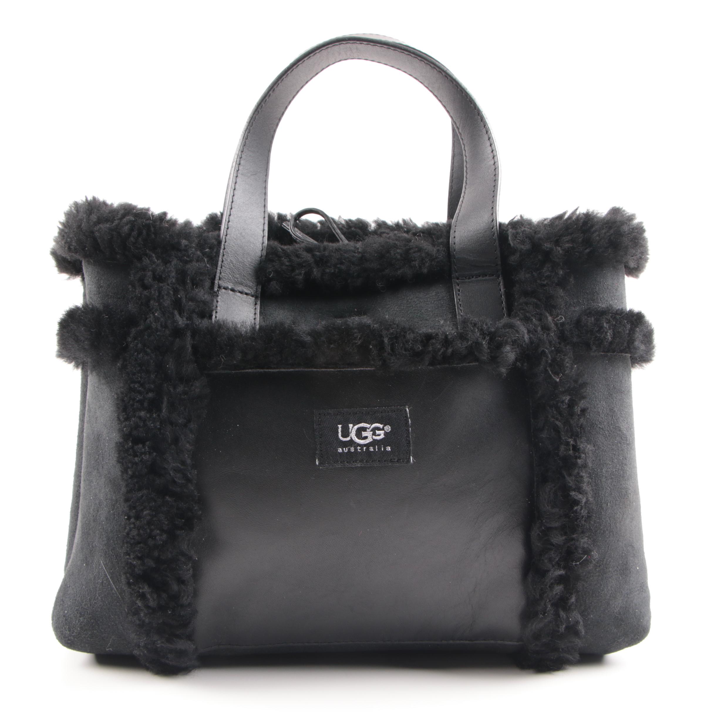 UGG Australia Sundance Black Sheepskin and Leather Handbag