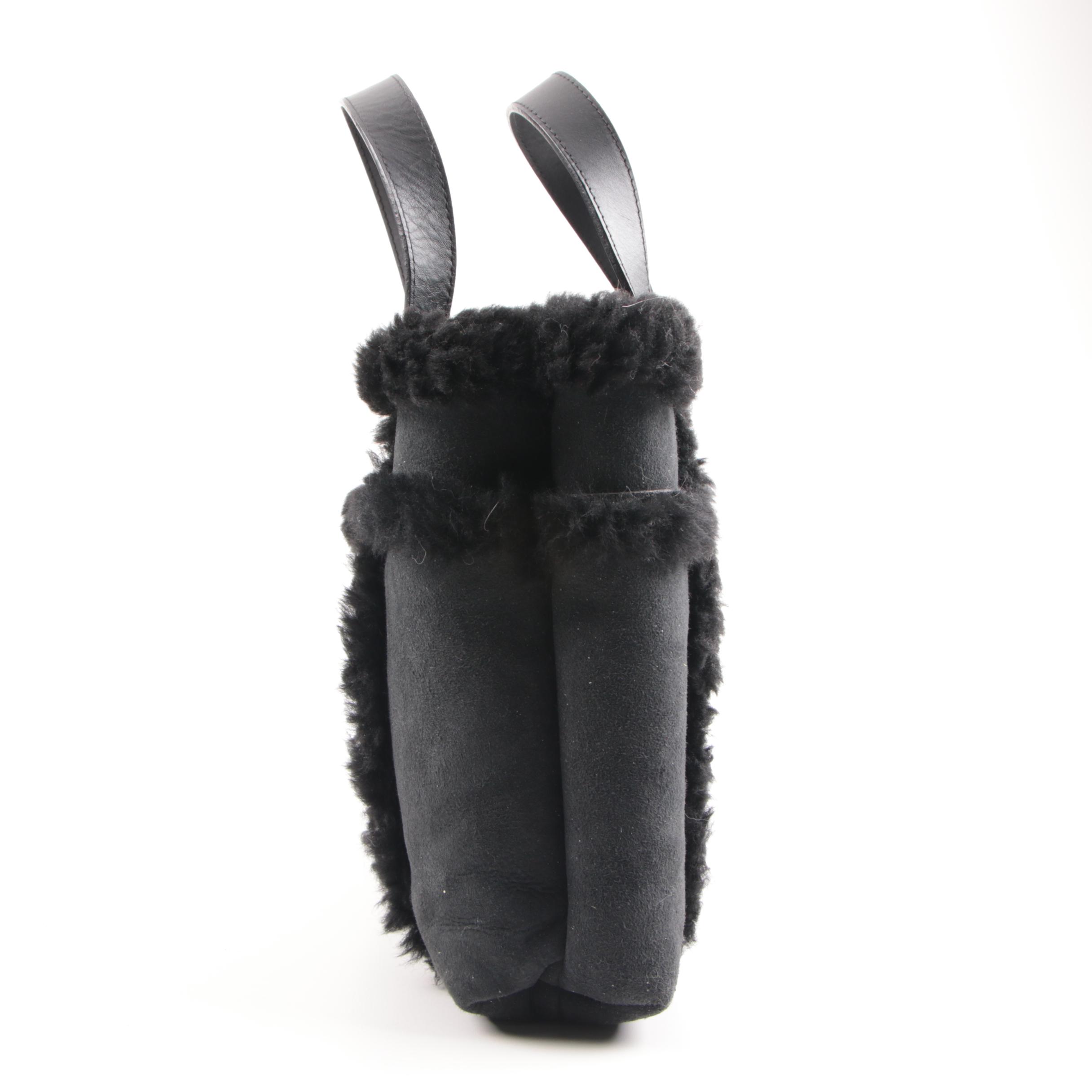 UGG Australia Sundance Black Sheepskin and Leather Handbag