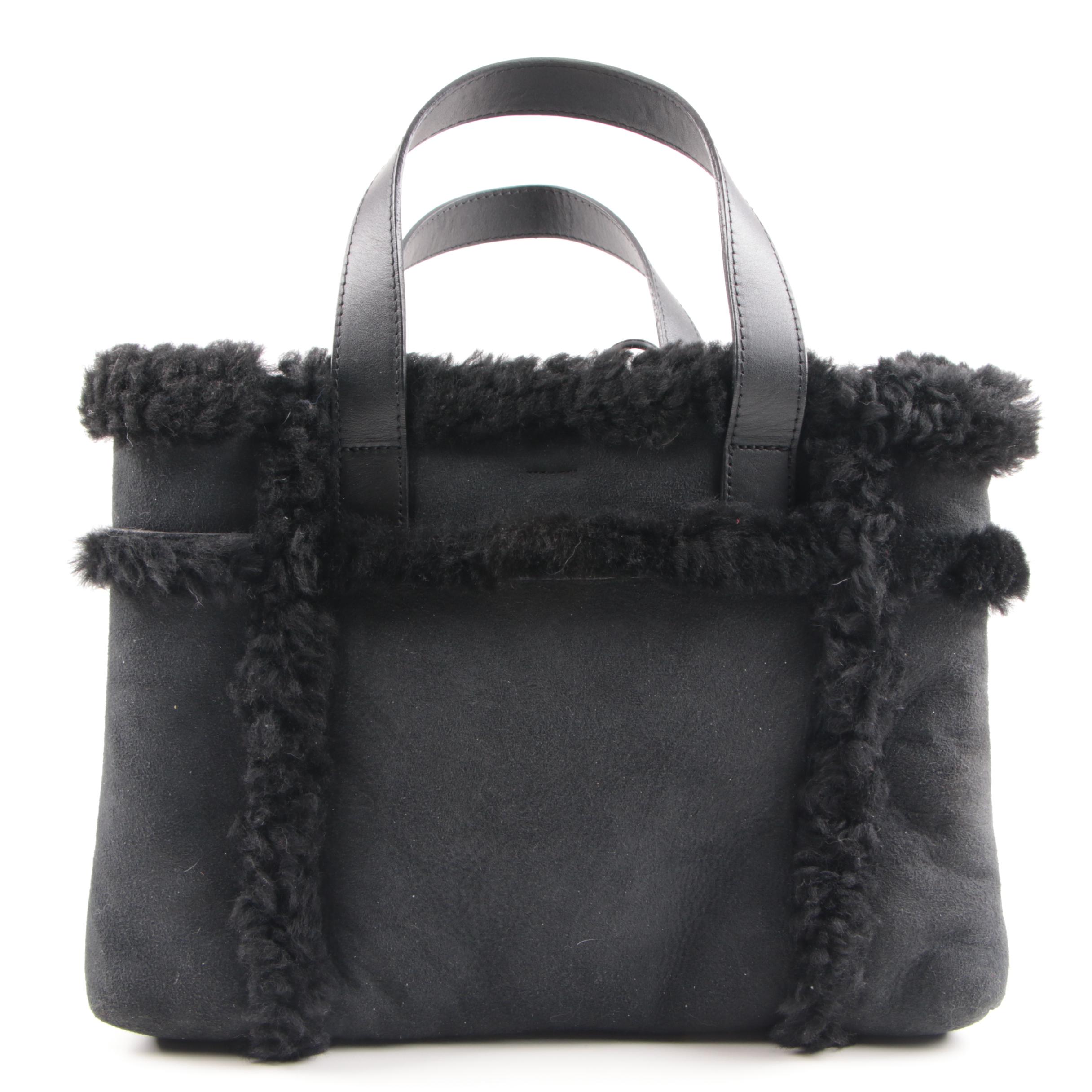 UGG Australia Sundance Black Sheepskin and Leather Handbag