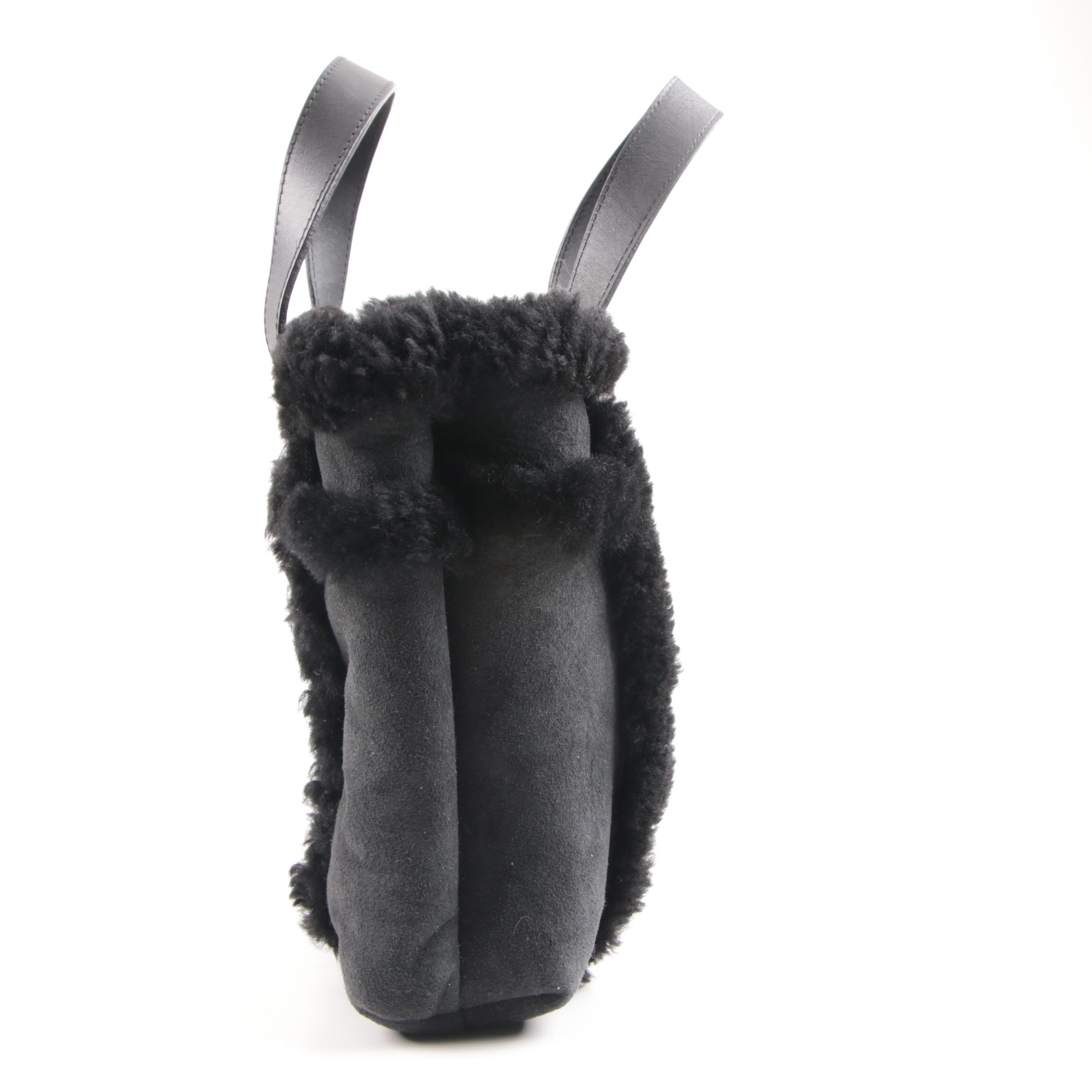 UGG Australia Sundance Black Sheepskin and Leather Handbag