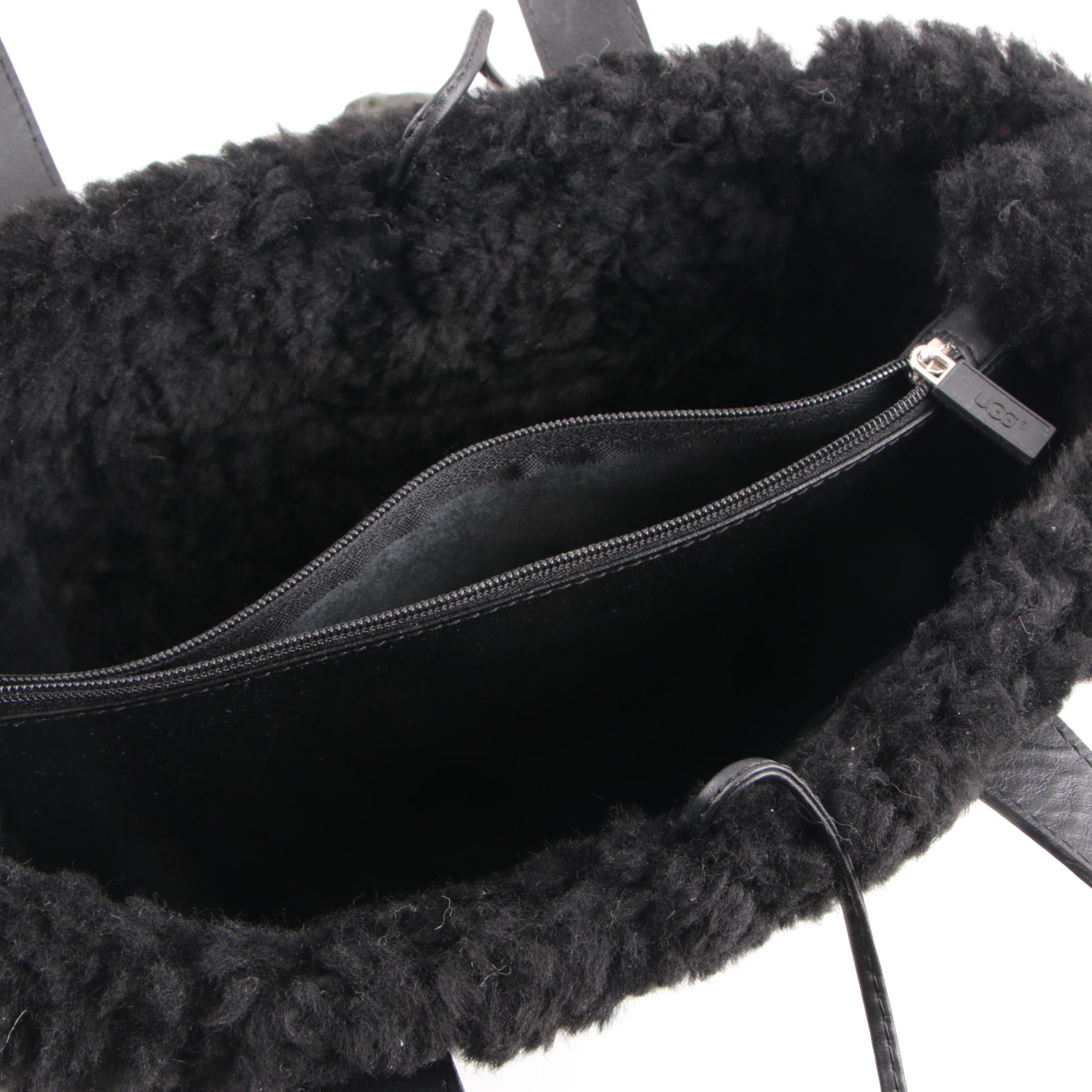 UGG Australia Sundance Black Sheepskin and Leather Handbag