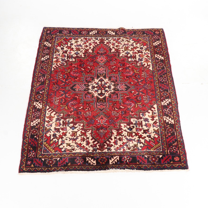 Hand-Knotted Persian Heriz Wool Rug