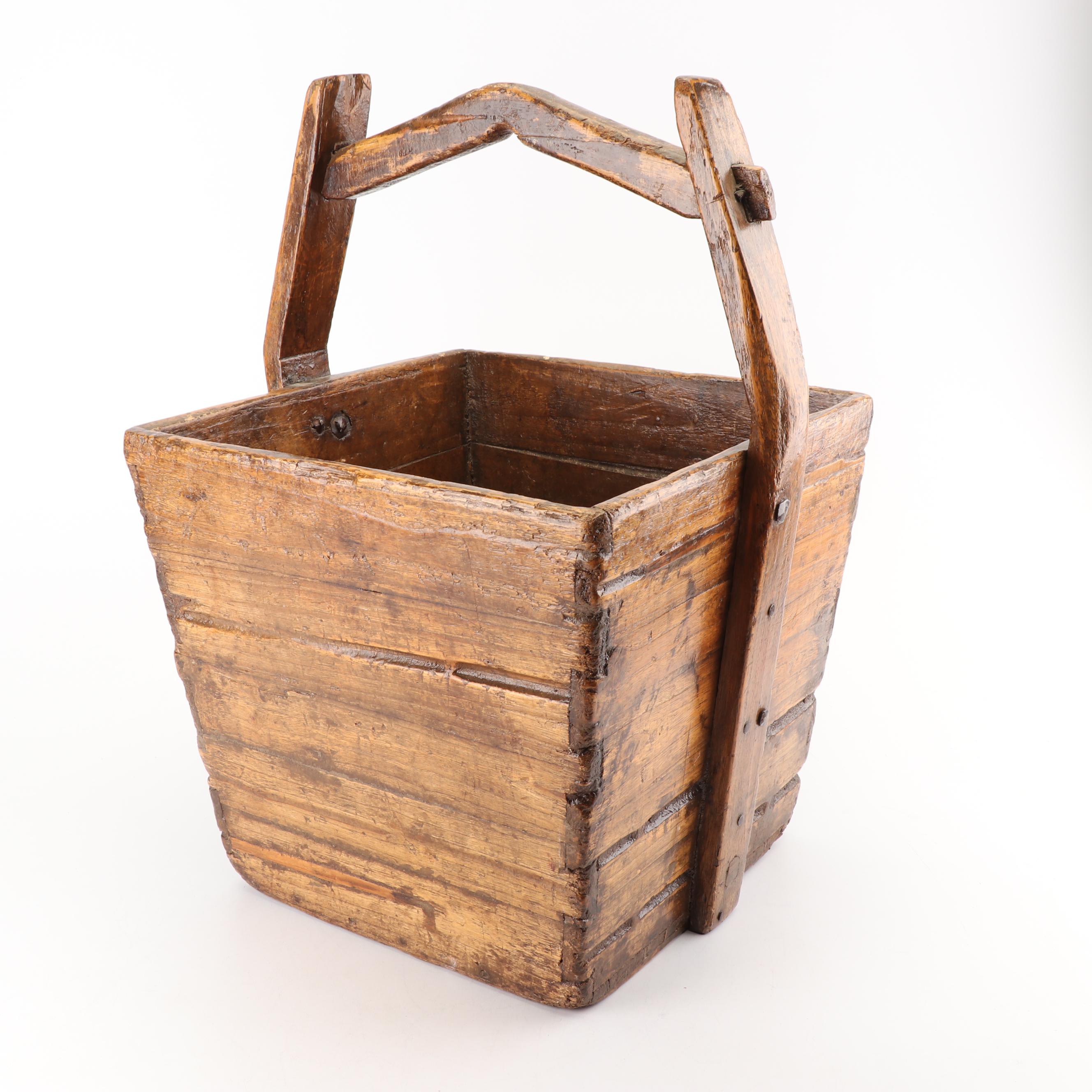 Hand Crafted Chinese Wooden Rice Bucket