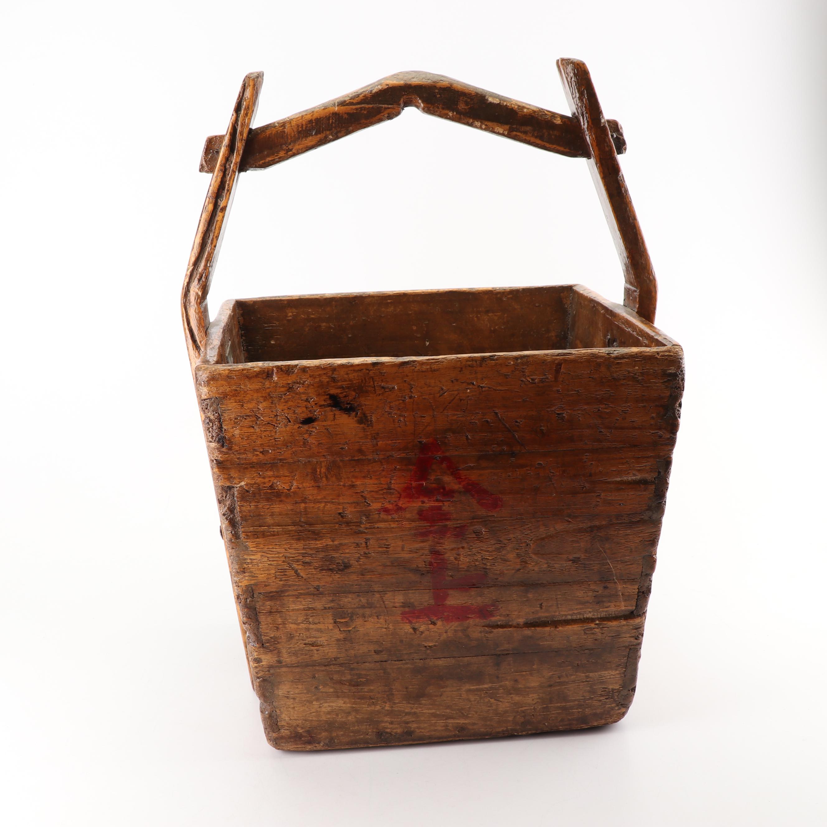 Hand Crafted Chinese Wooden Rice Bucket