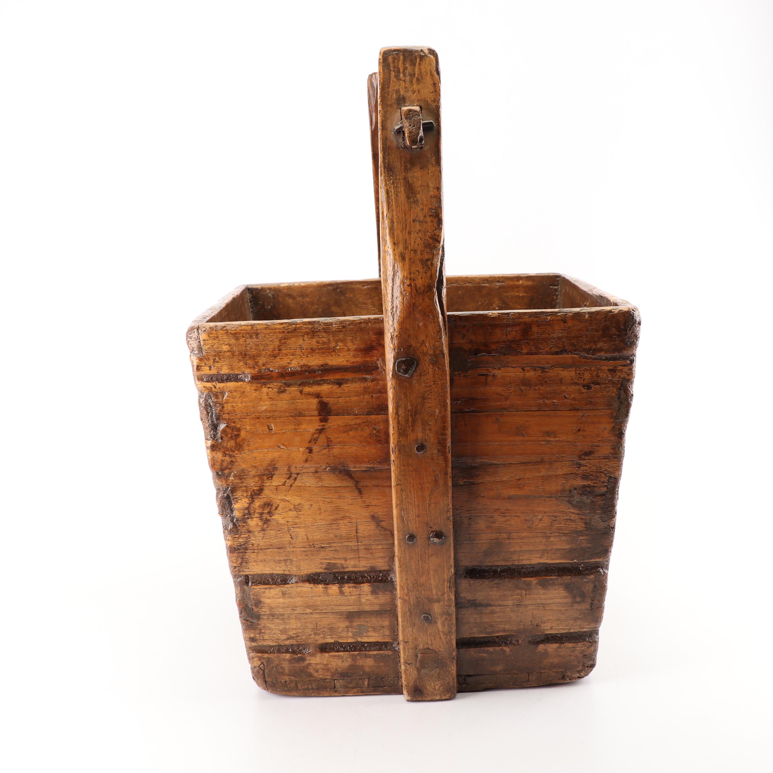 Hand Crafted Chinese Wooden Rice Bucket