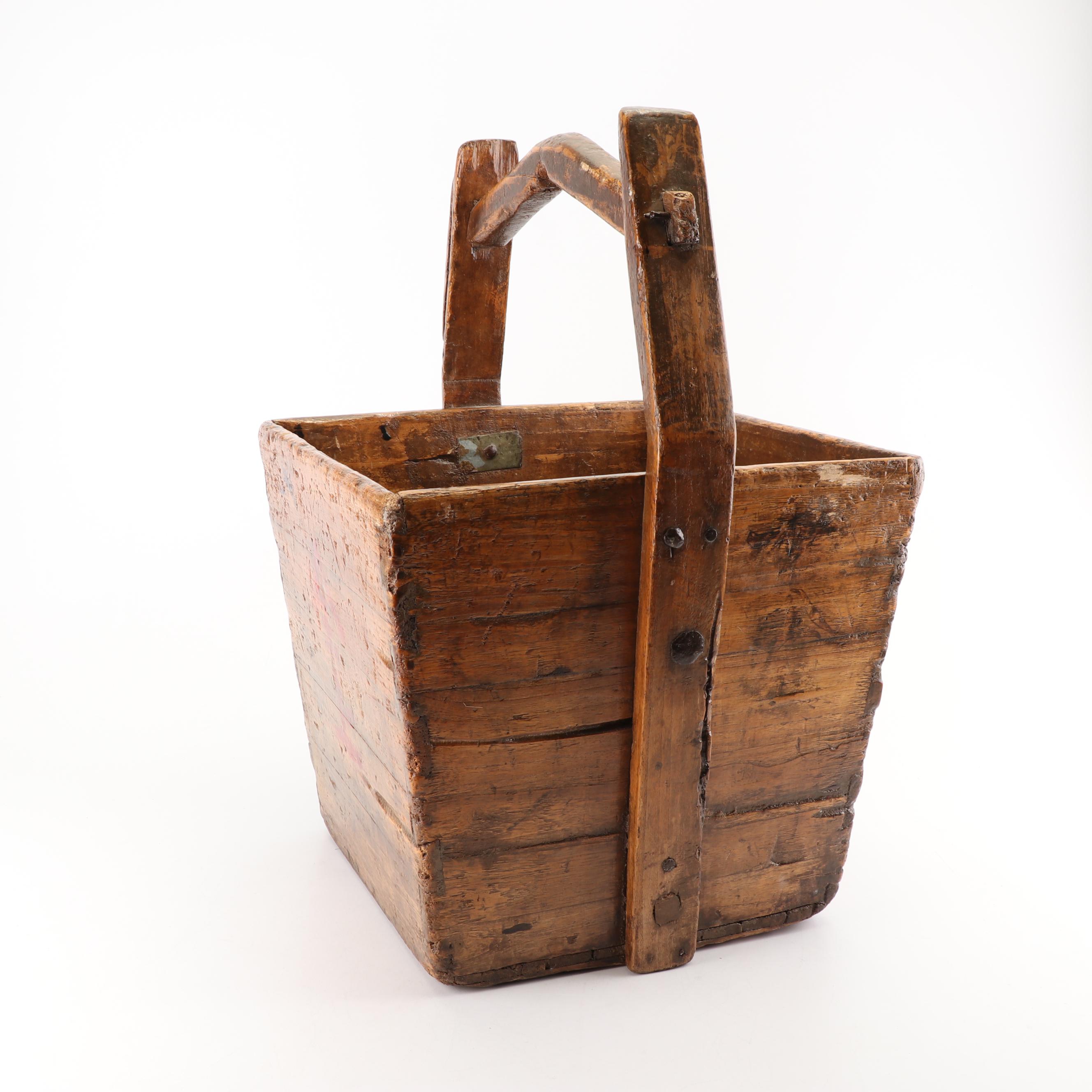 Hand Crafted Chinese Wooden Rice Bucket