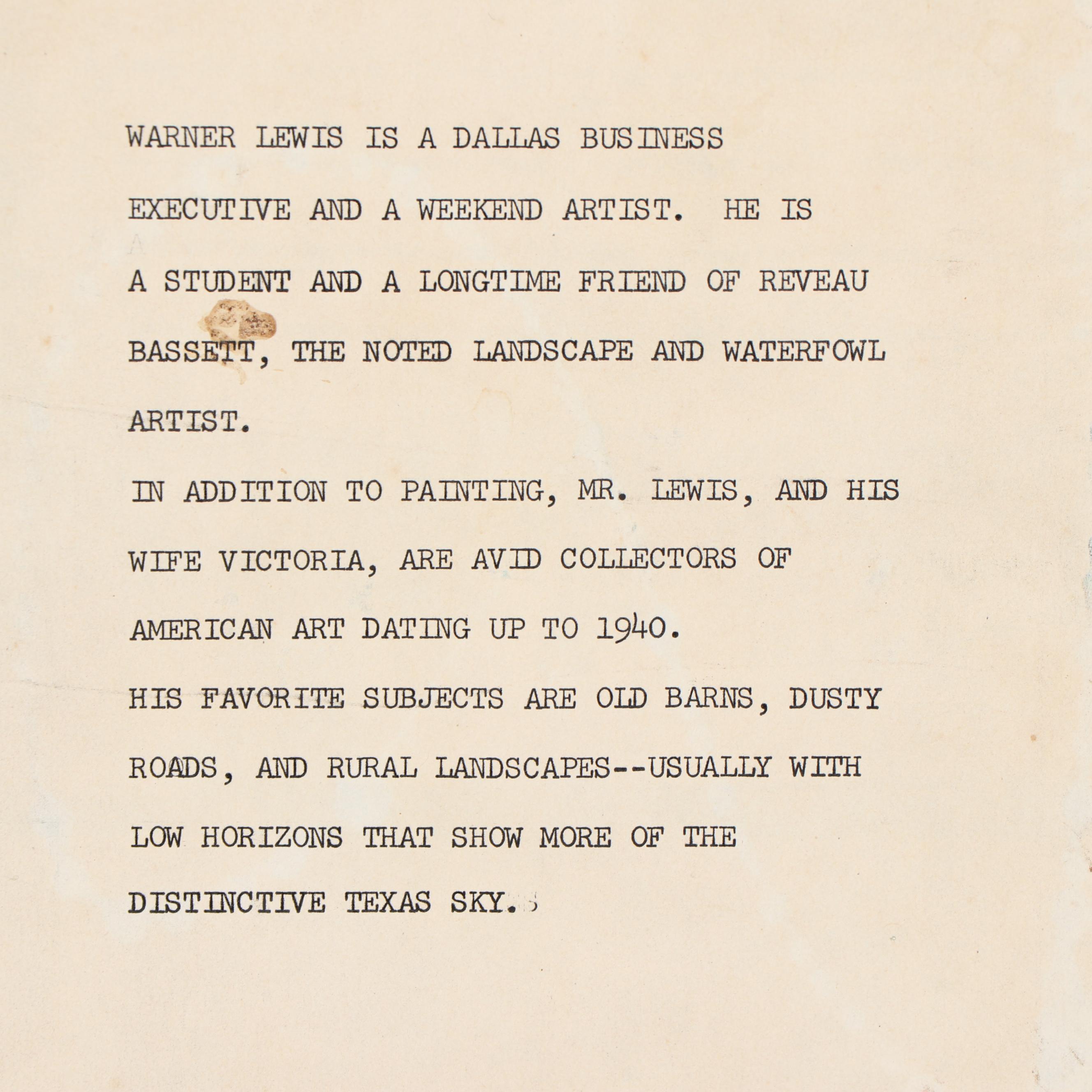 Warner Lewis Oil Painting of Rural Landscape