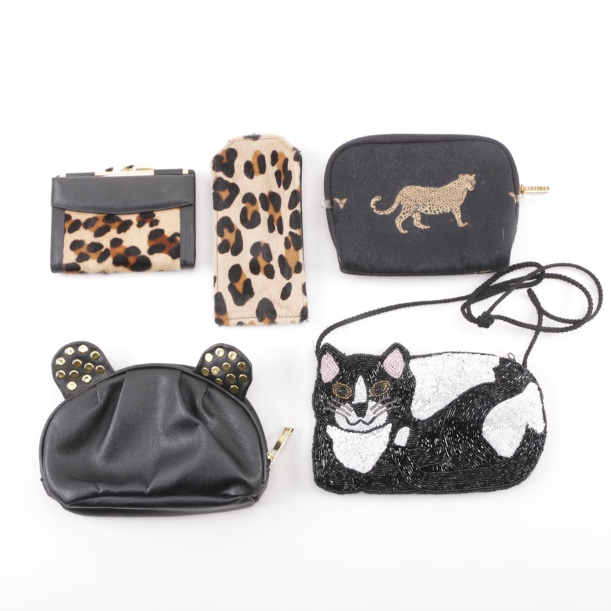 Animal Print and Cat Motif Handbags, Pouches and Wallet