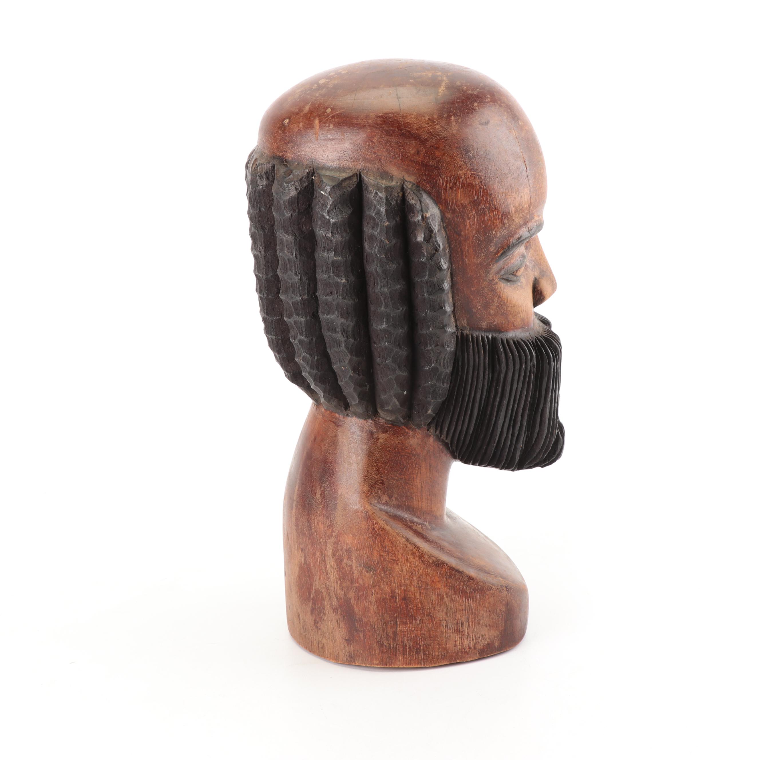 Jamaican Style Carved Wood Bust