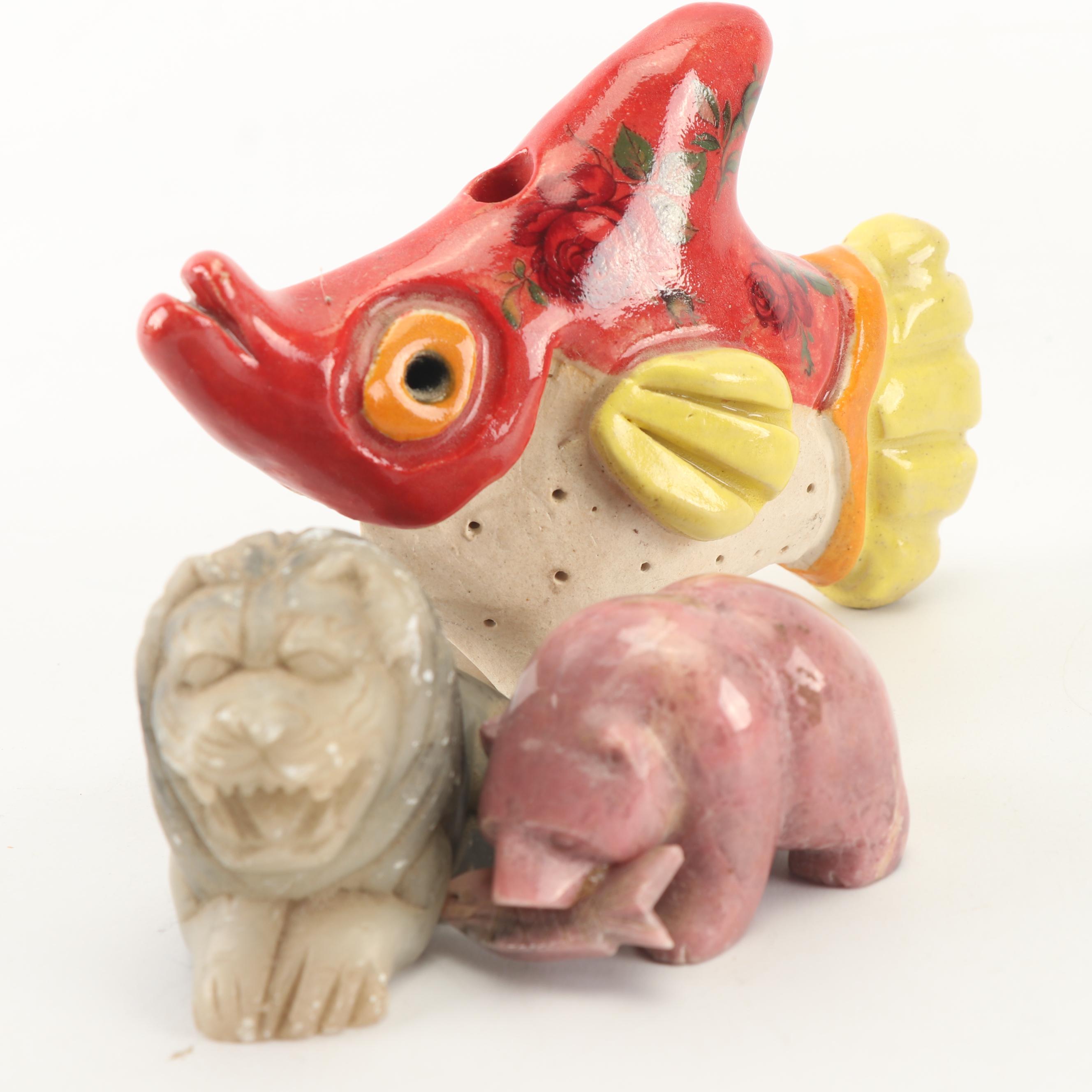 Assortment of Vintage Ceramic and Stone Figurines