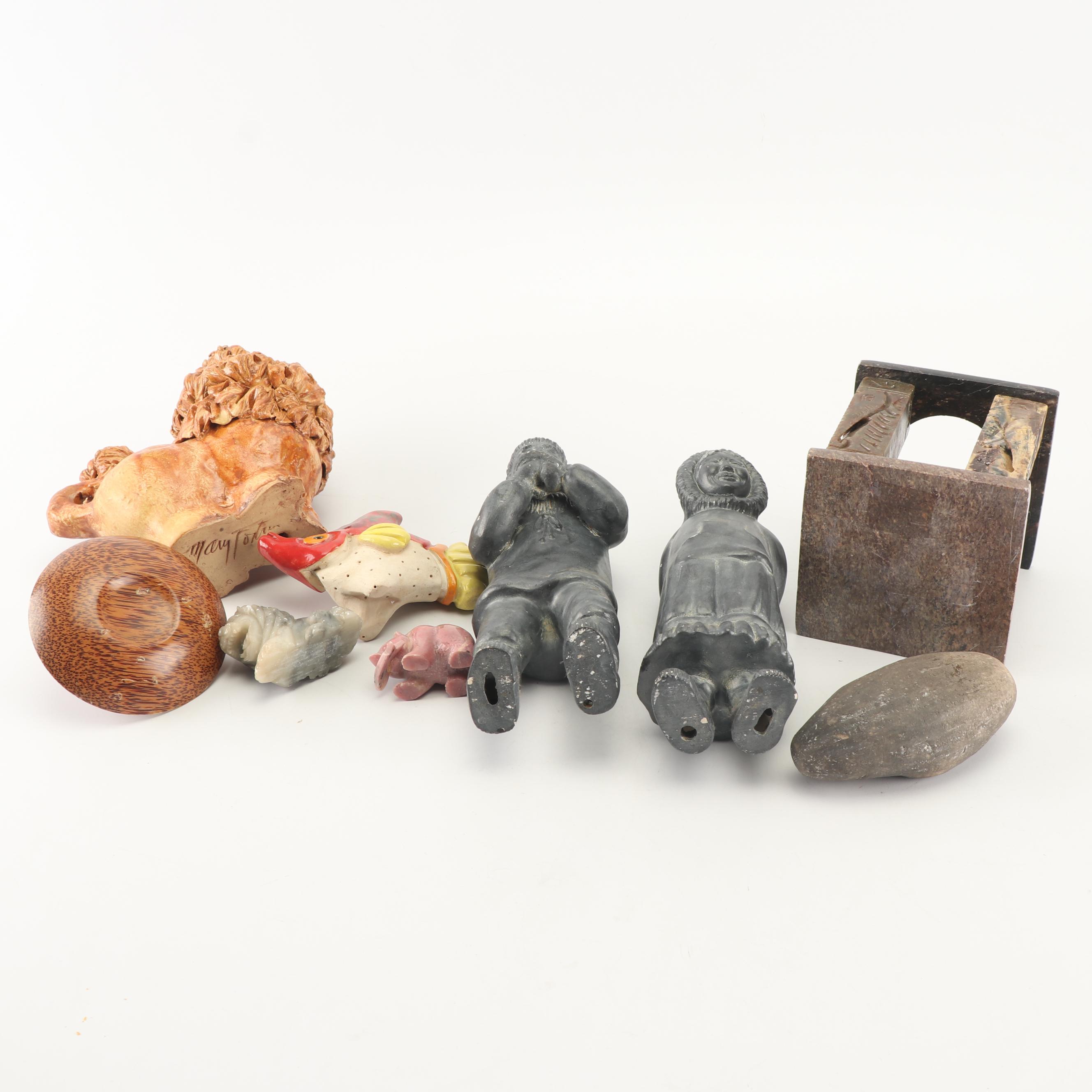 Assortment of Vintage Ceramic and Stone Figurines