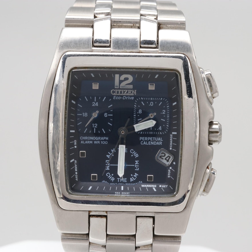 Citizen Eco-Drive Stainless Steel Wristwatch With Perpetual Calendar