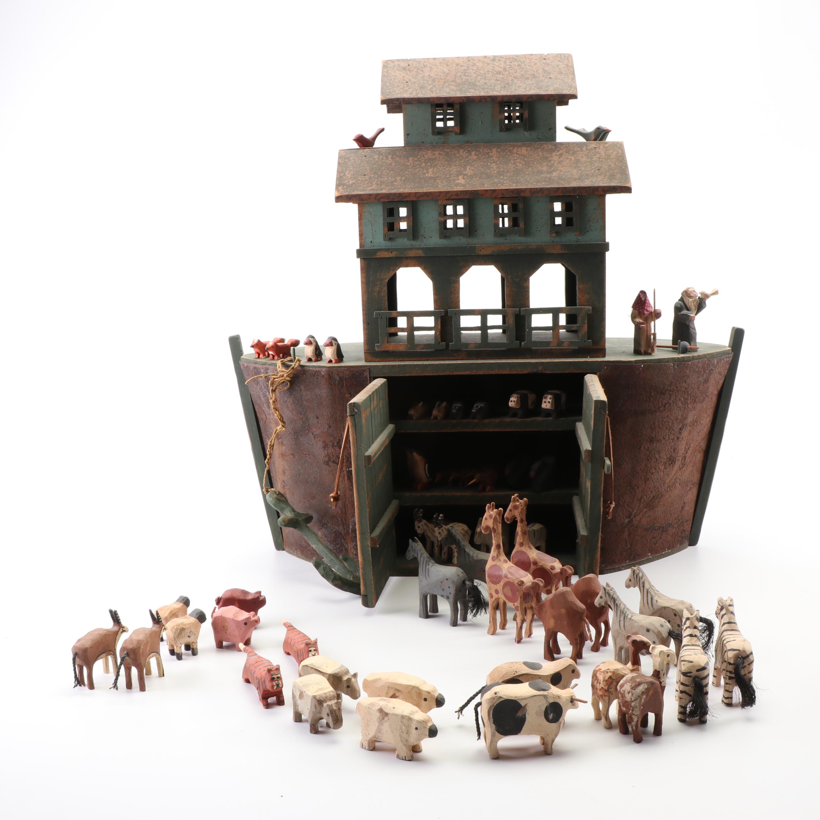 Barry Grosscup Folk Art "Noah's Ark" with Animals