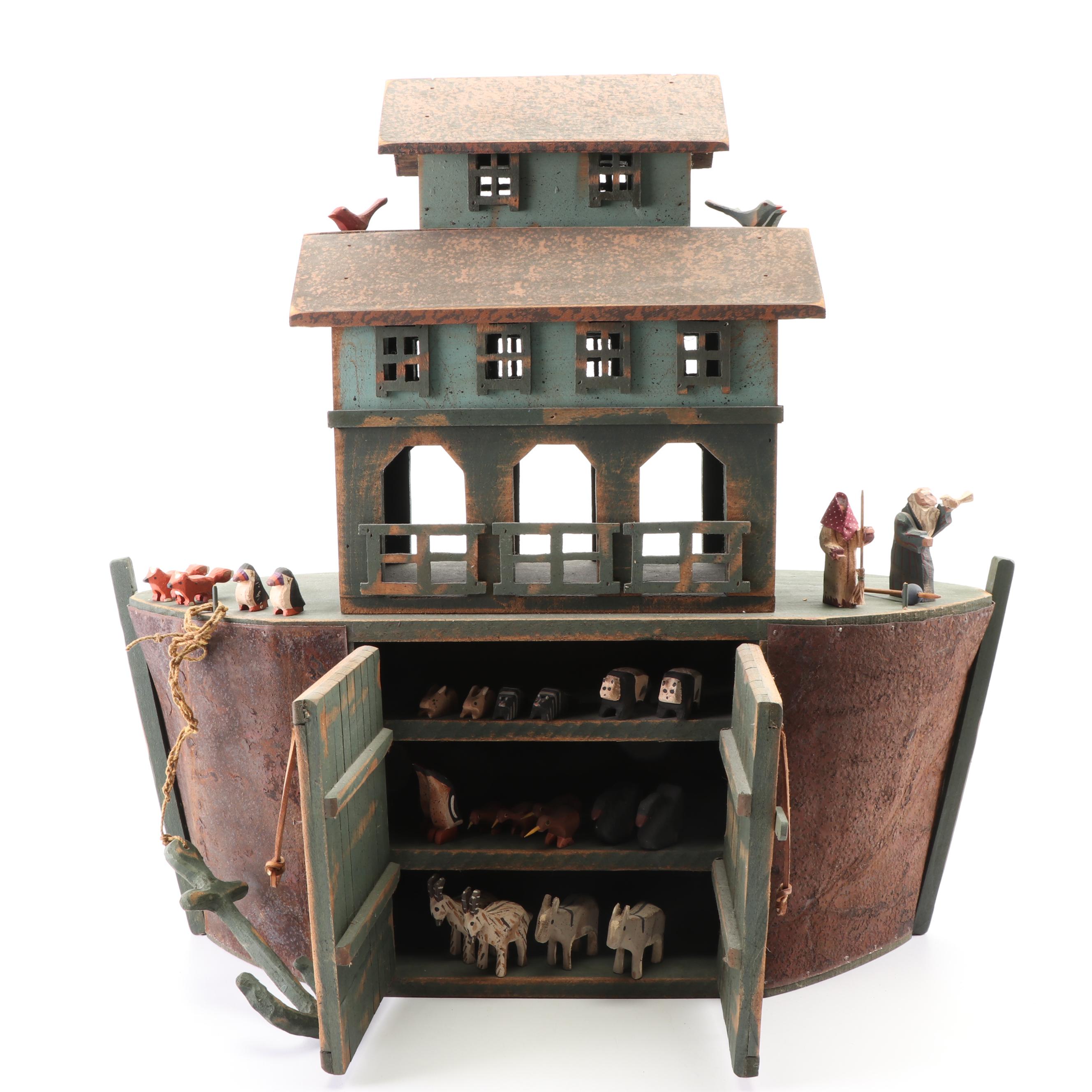 Barry Grosscup Folk Art "Noah's Ark" with Animals