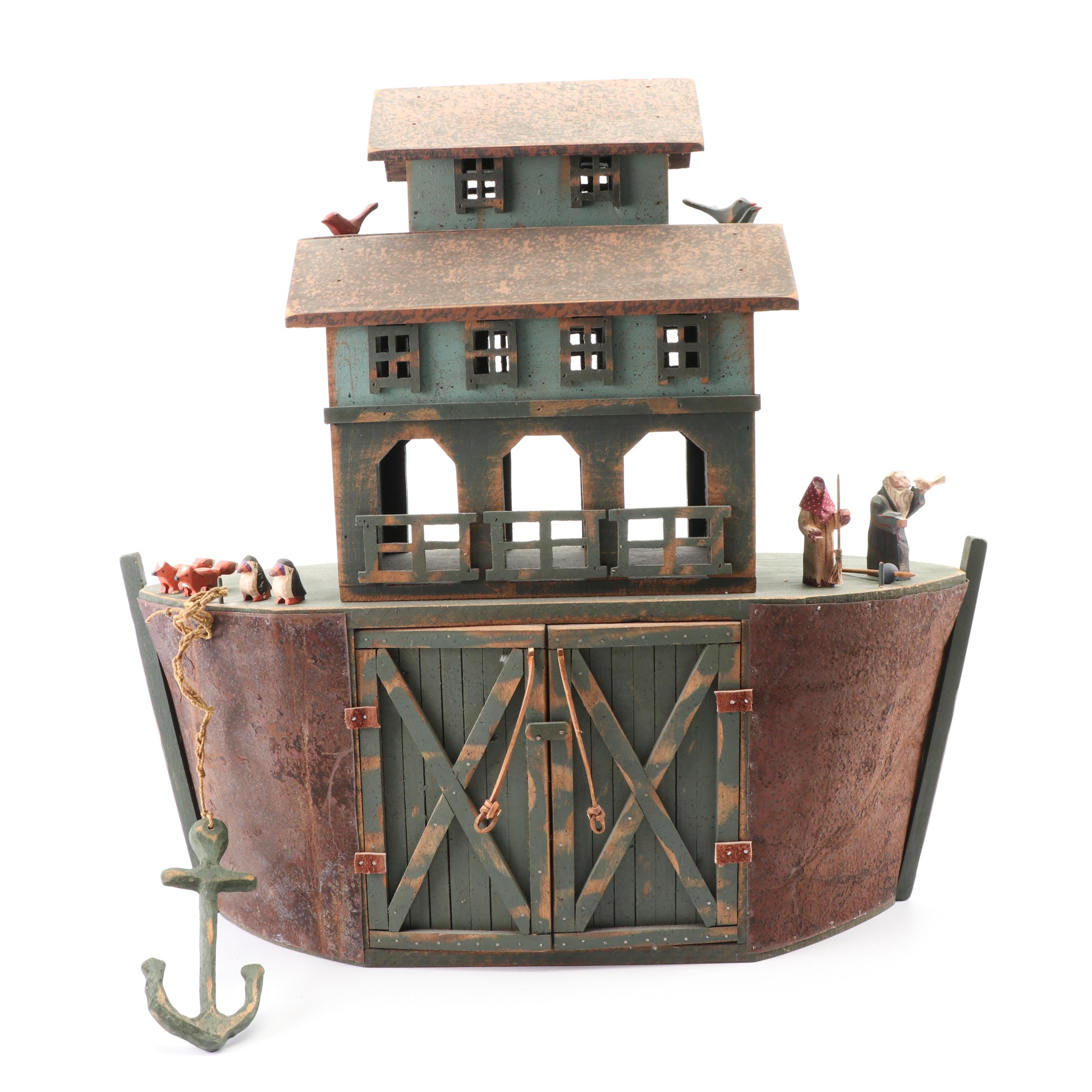 Barry Grosscup Folk Art "Noah's Ark" with Animals