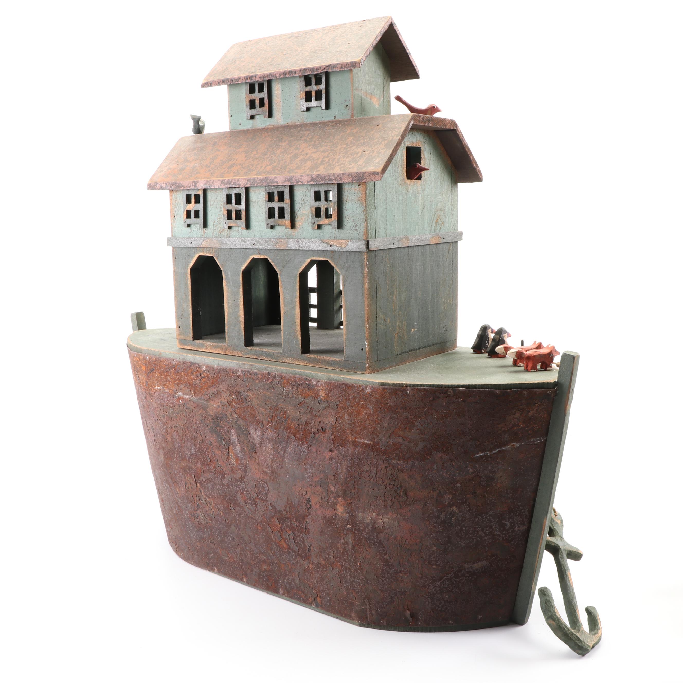 Barry Grosscup Folk Art "Noah's Ark" with Animals