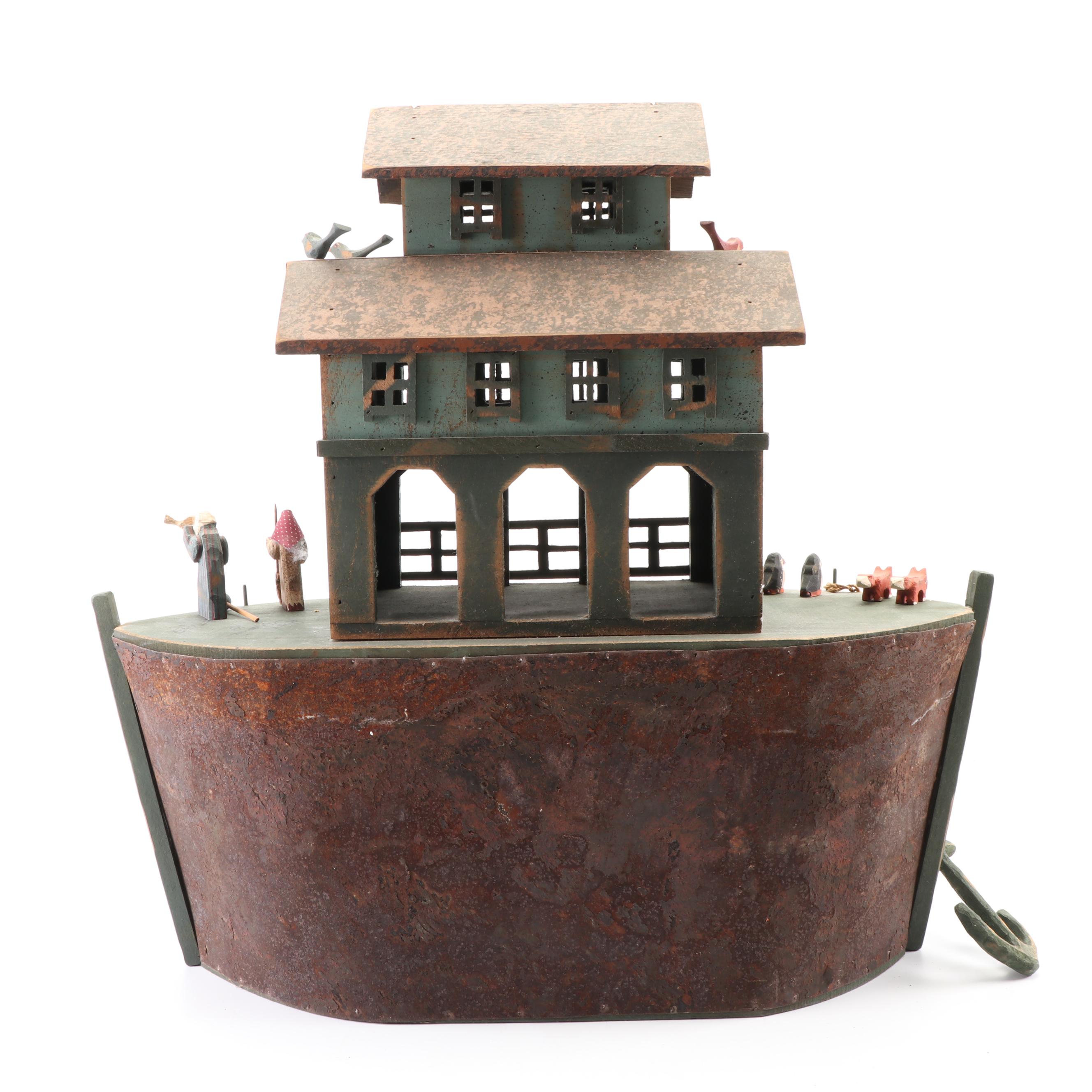 Barry Grosscup Folk Art "Noah's Ark" with Animals