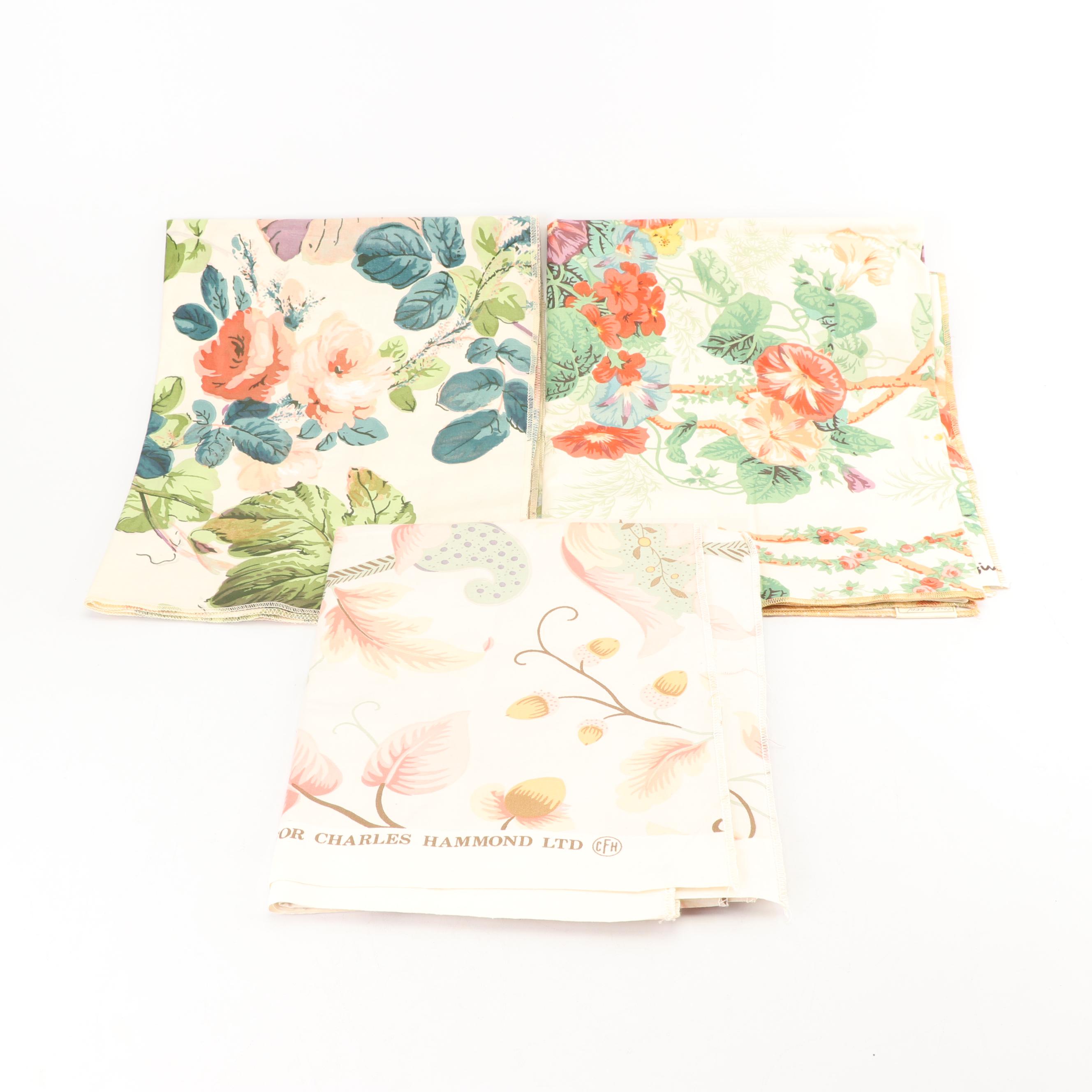 Batik, Floral Chintz, and Damask Upholstery Fabric Samples, 1970s and 1980s