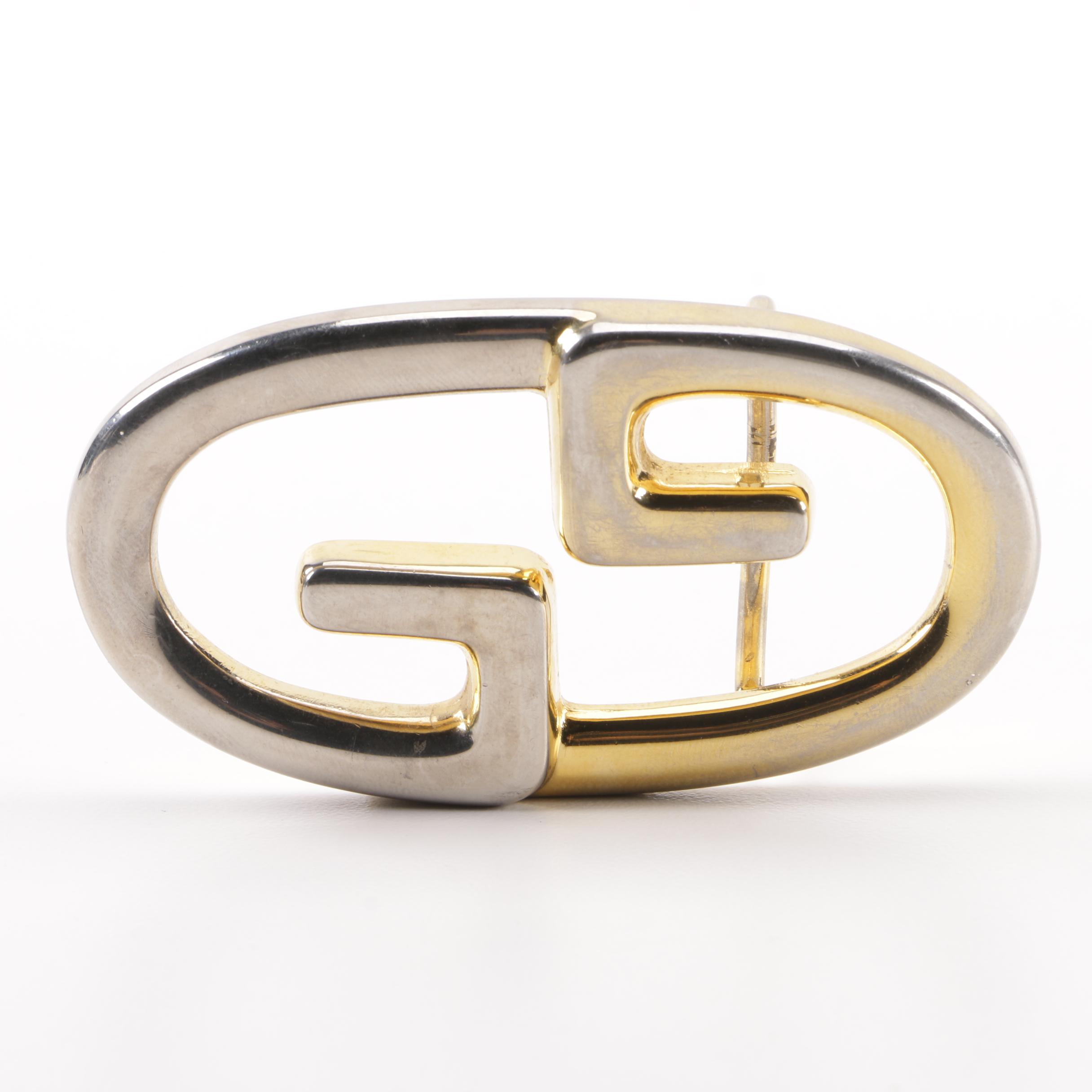 Vintage Gucci GG Two-Tone Metal Belt Buckle