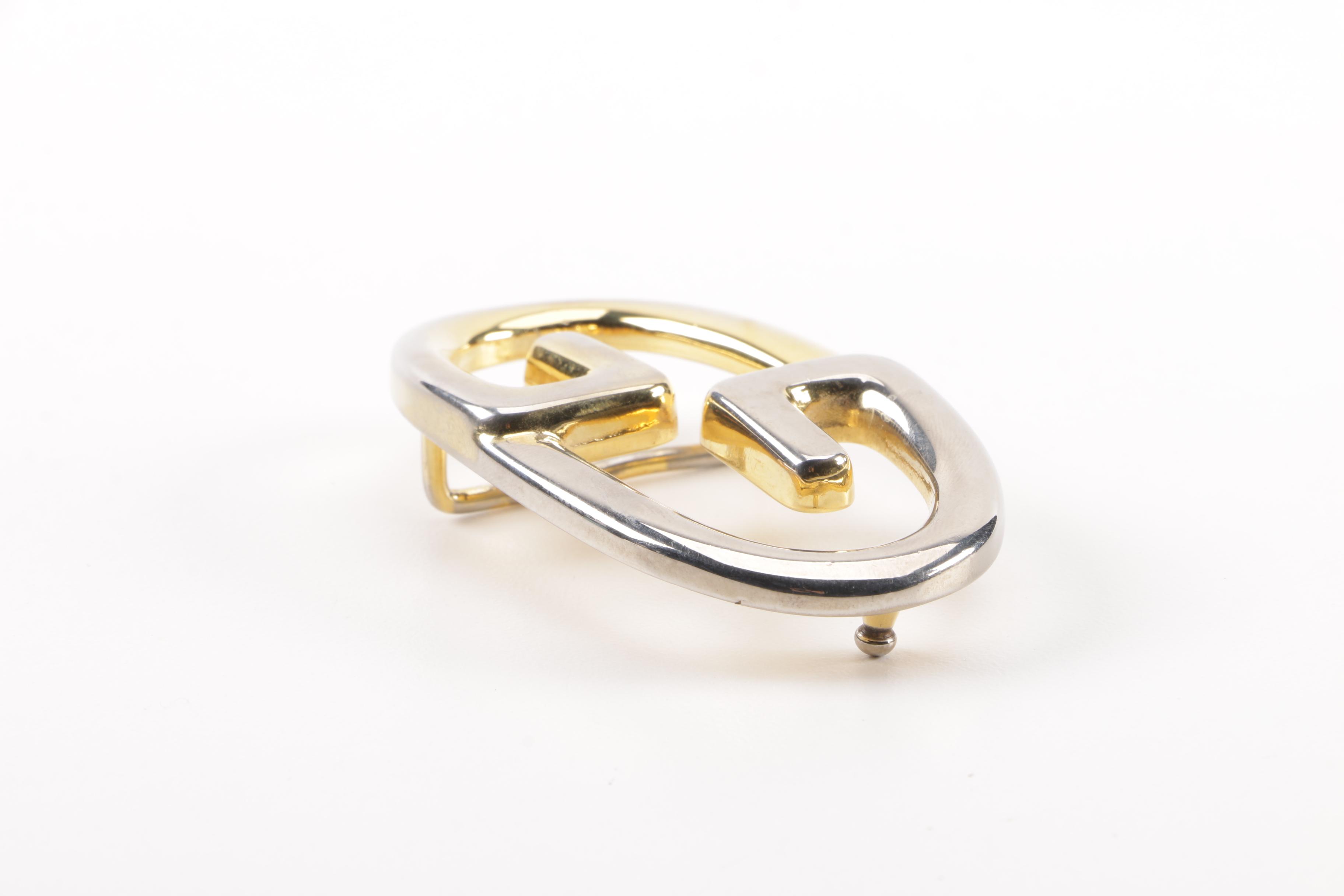 Vintage Gucci GG Two-Tone Metal Belt Buckle