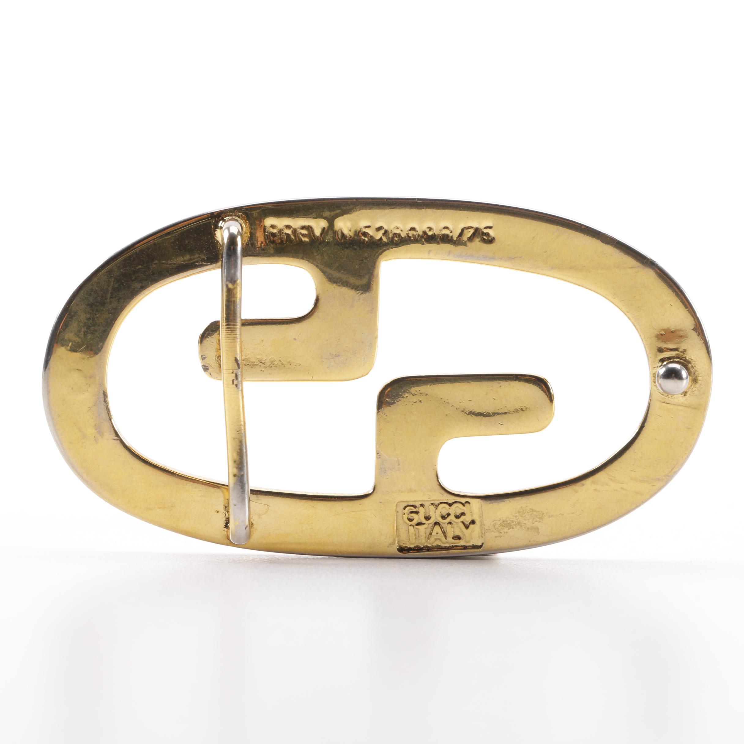 Vintage Gucci GG Two-Tone Metal Belt Buckle