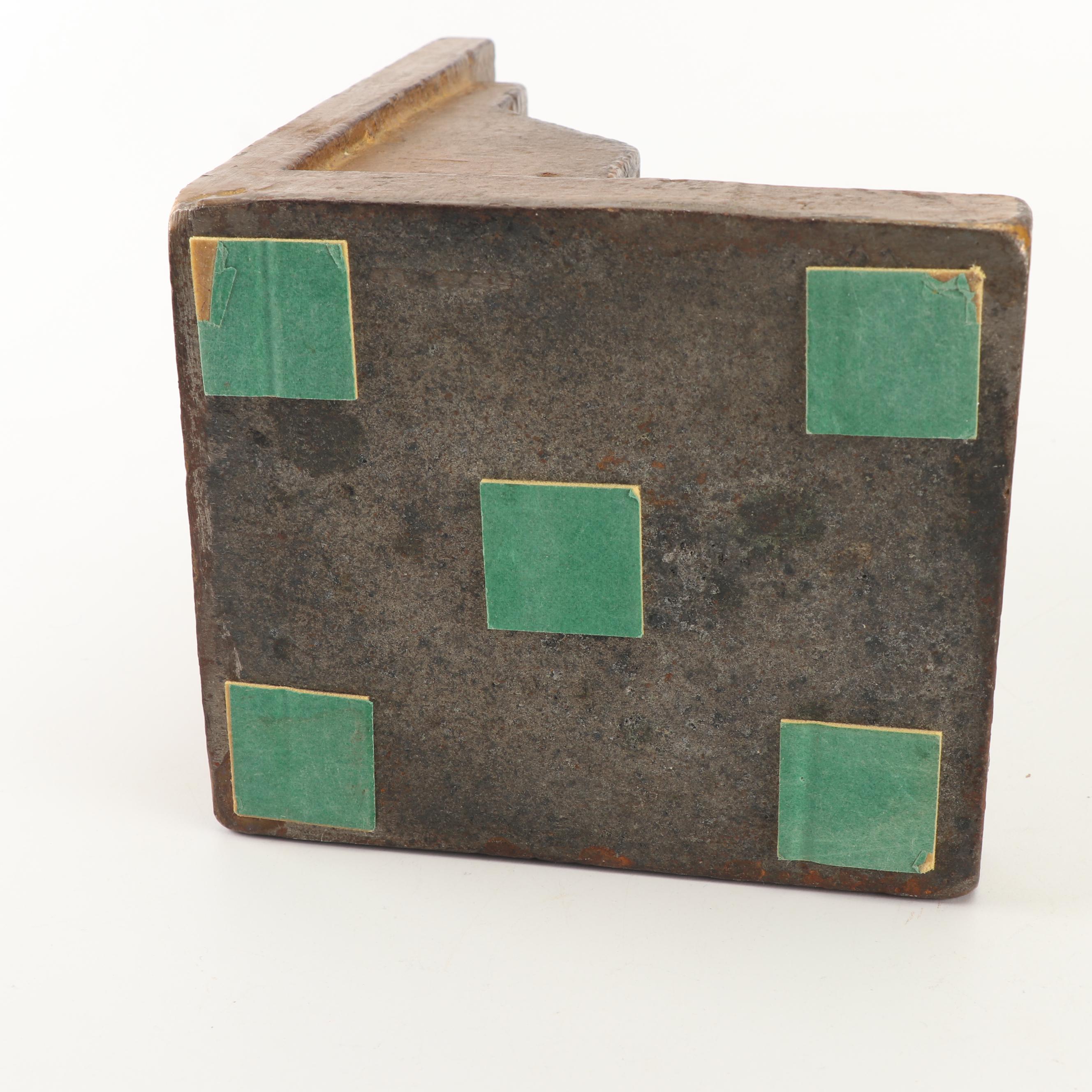 Brutalist Style Bronze Patinated Cast Iron Letter Holder Bookends