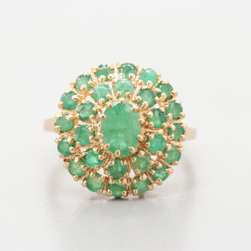 14K Yellow Gold Emerald Cocktail Ring