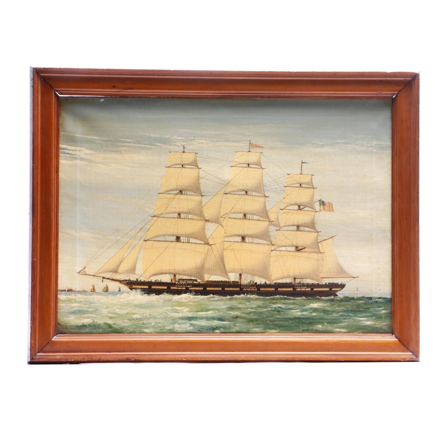 19th-Century American Maritime Oil Painting