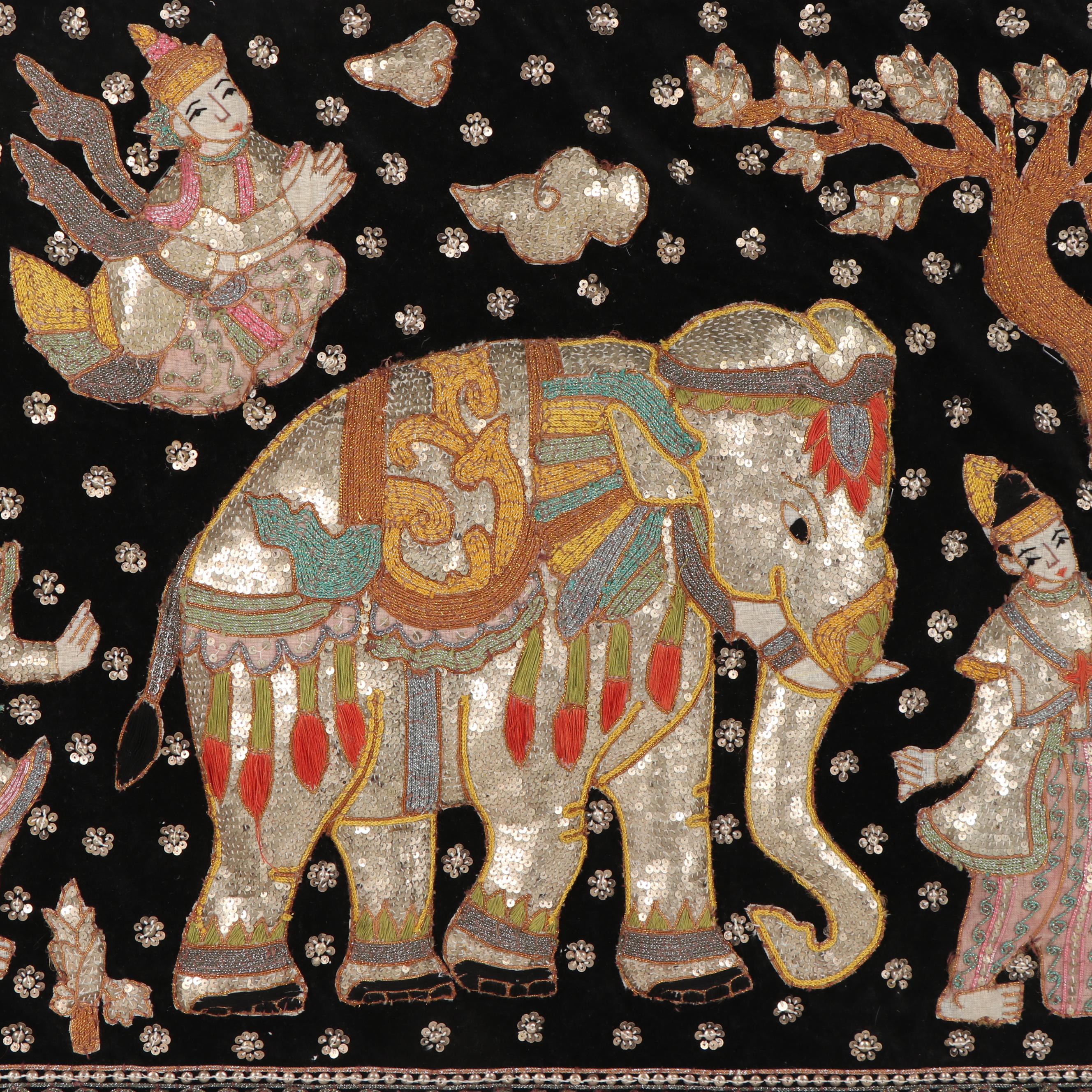 Burmese Style Hand-Embroidered Kalaga Textile