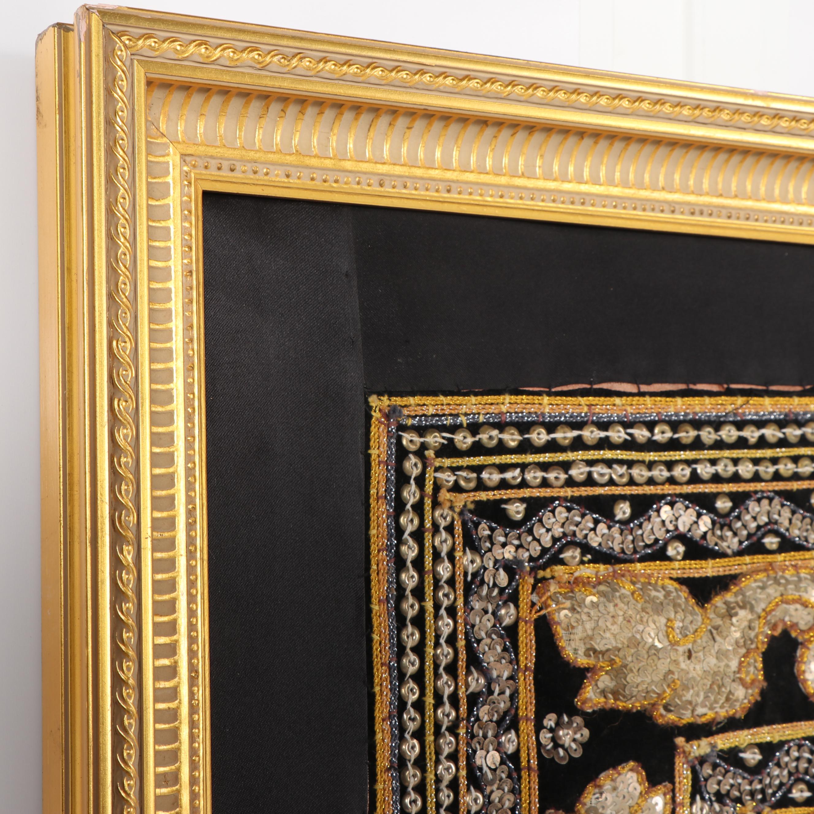 Burmese Style Hand-Embroidered Kalaga Textile