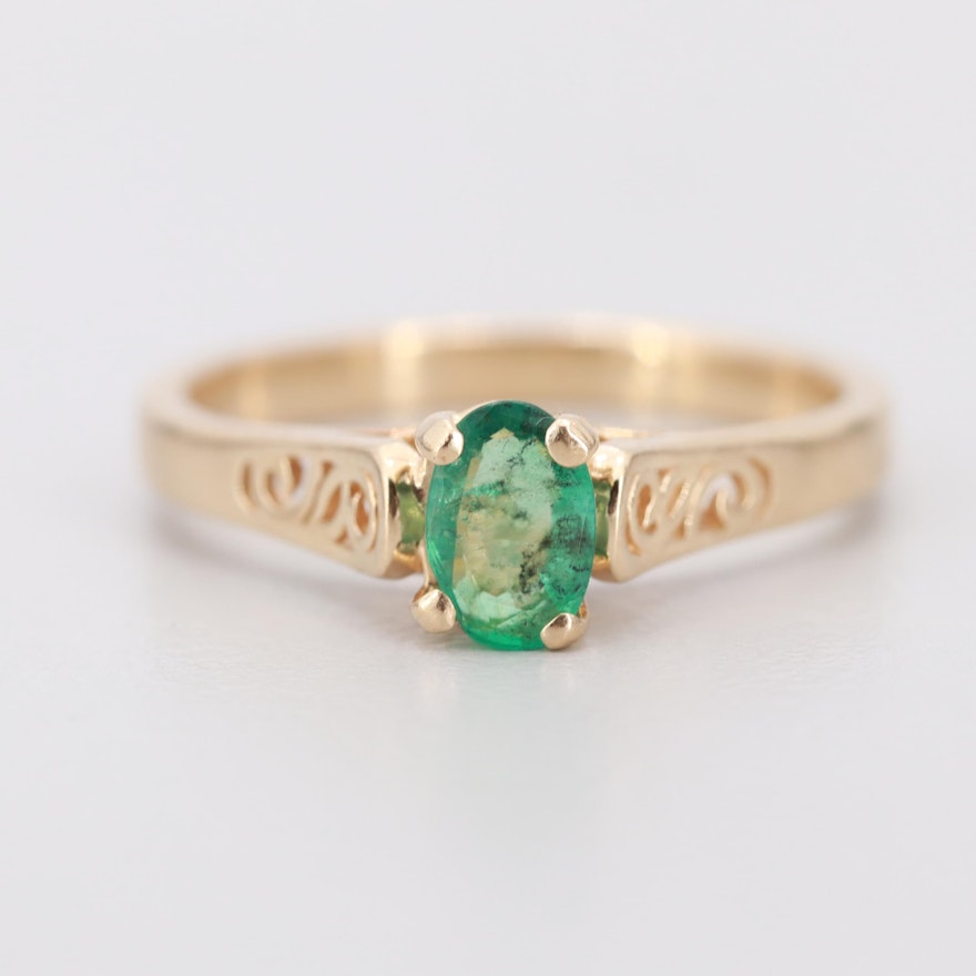 14K Yellow Gold Emerald Ring