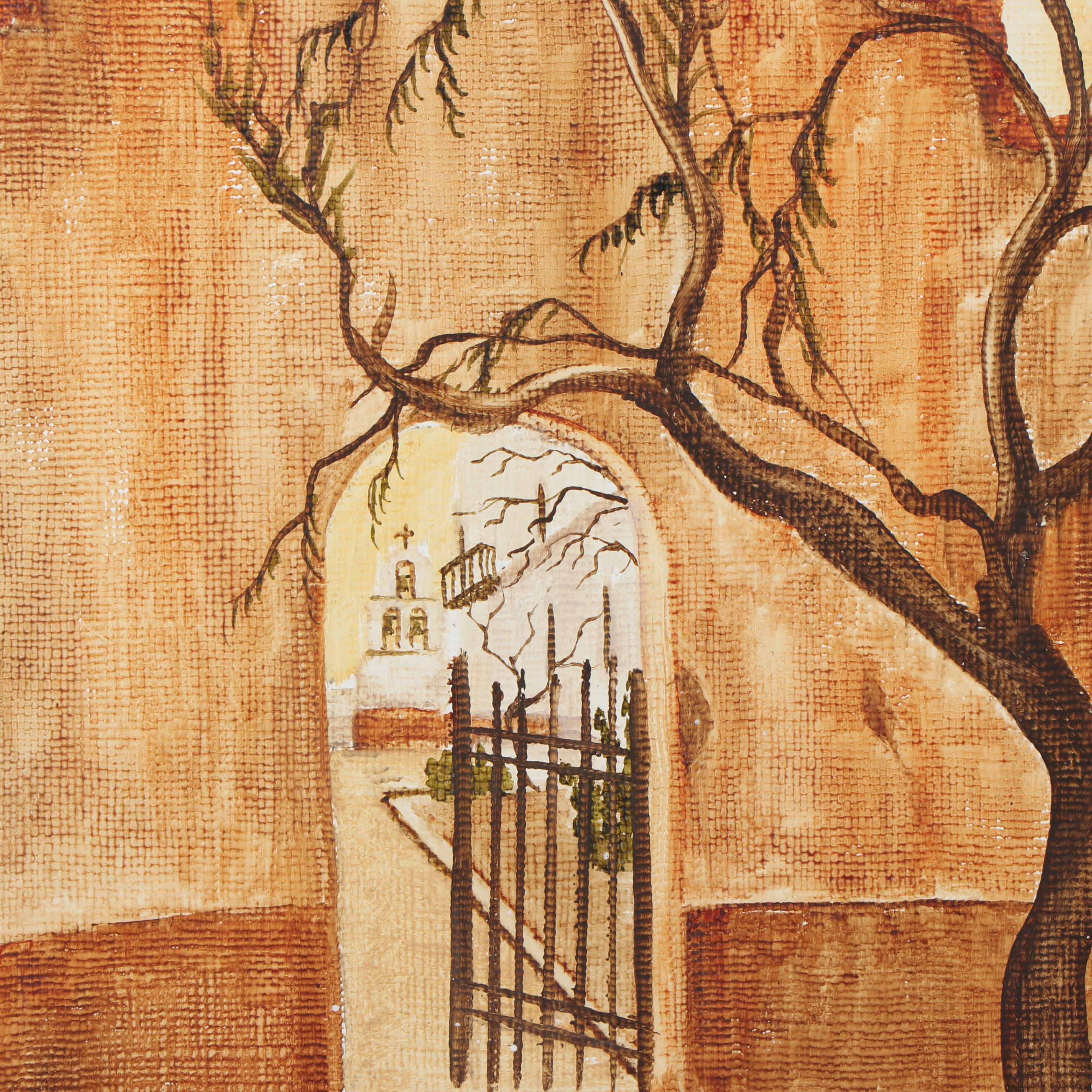 Caroll Acrylic Painting of a Courtyard