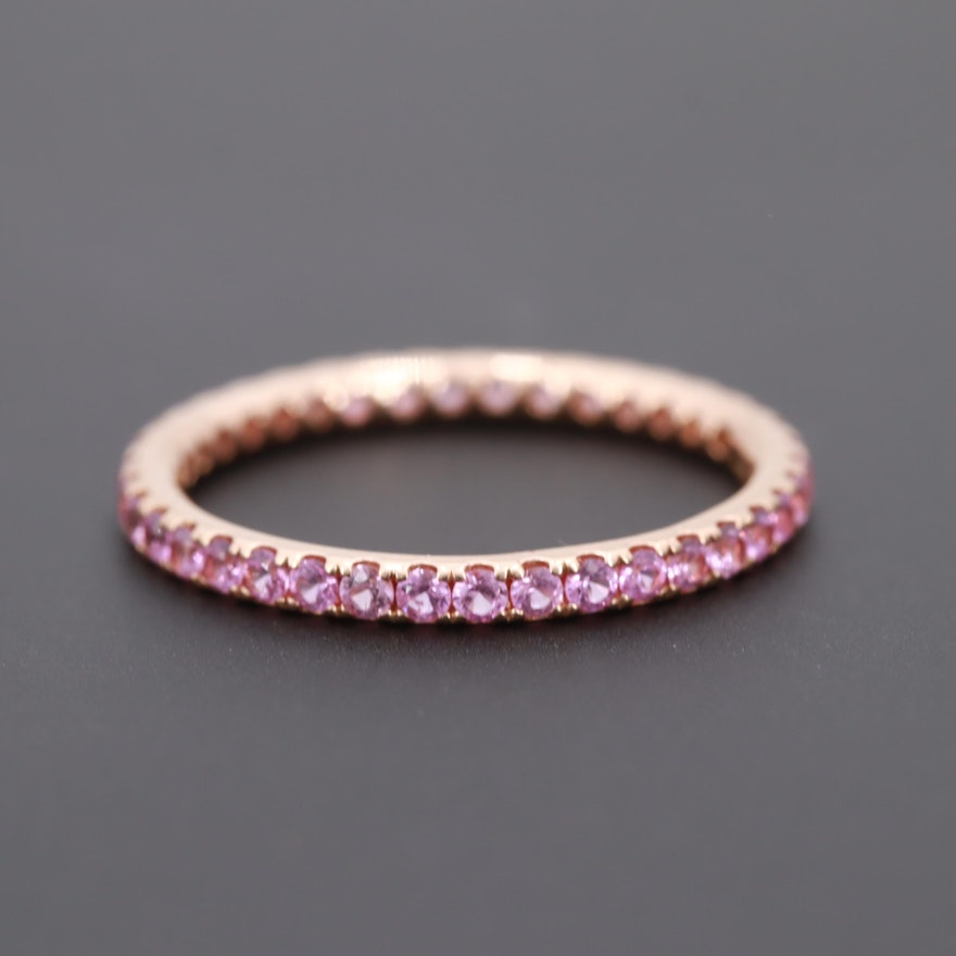 18K Rose Gold Pink Sapphire Eternity Ring