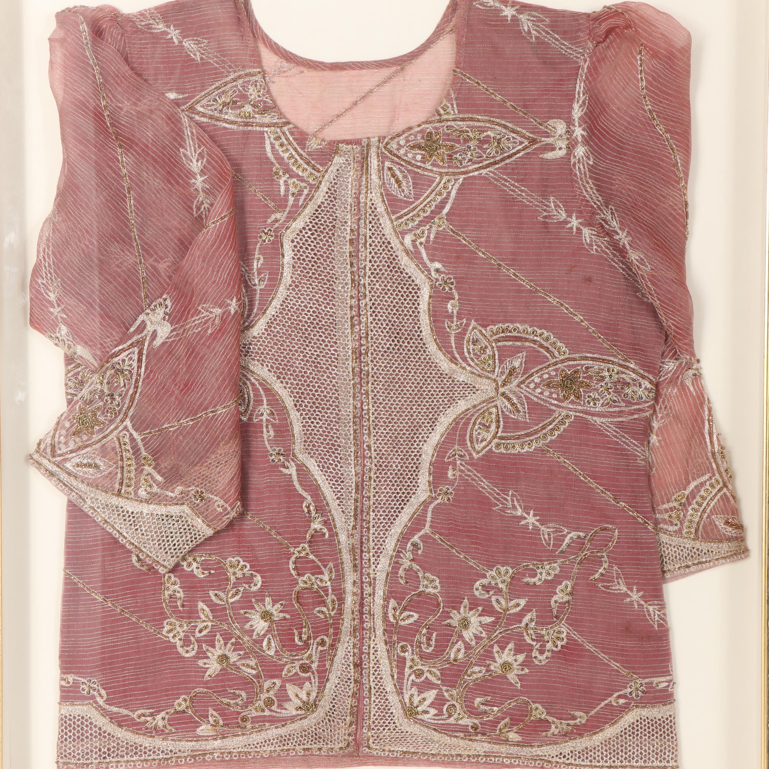 Framed Hand Embroidered Silk Blouse featuring Gold Metallic Couching