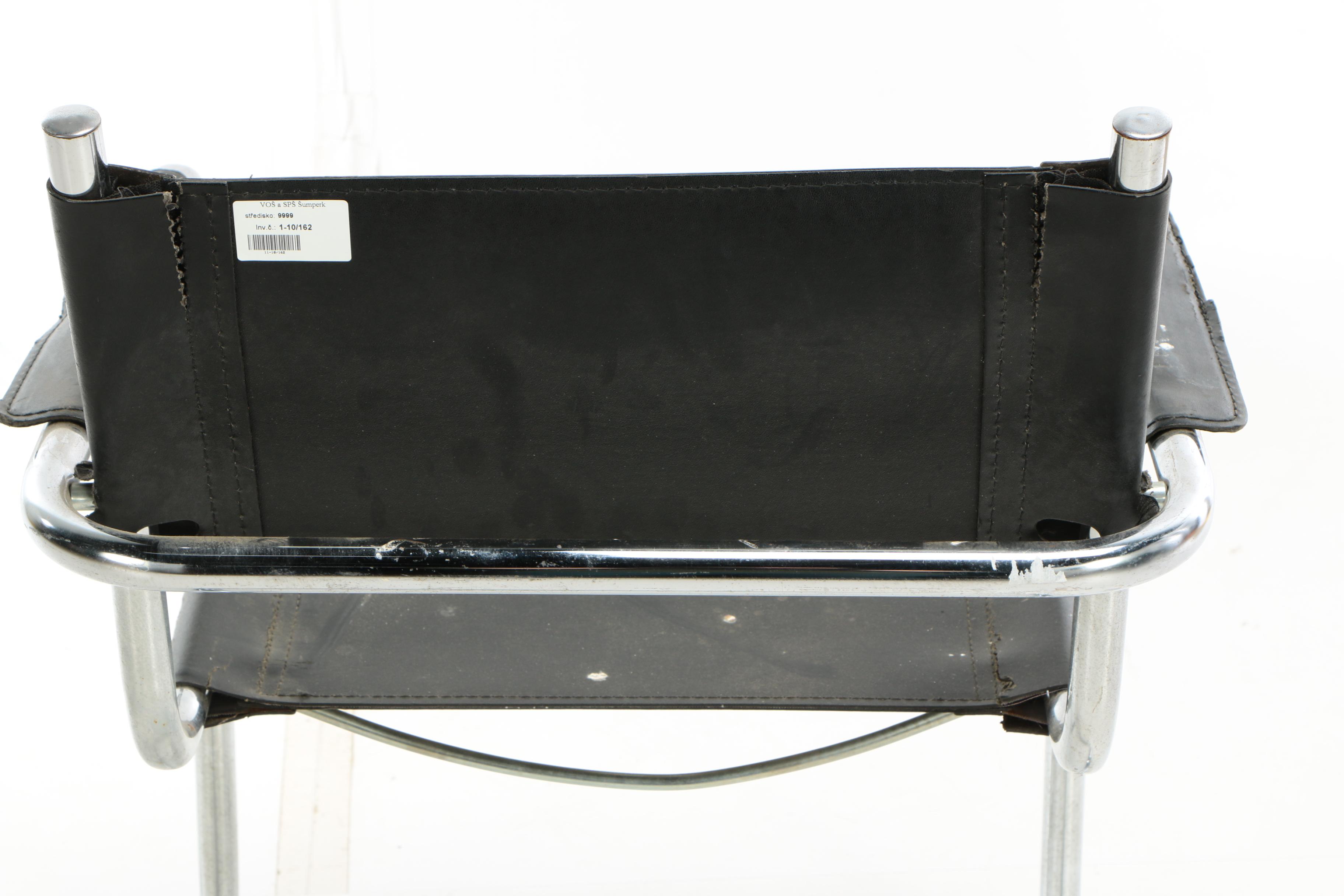 Bauhaus Style Leather Sling Metal Cantilever Armchairs, 20th Century