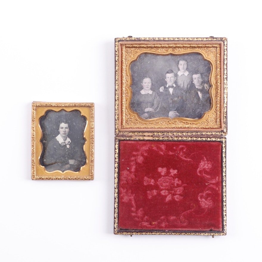 Sibling Daguerreotypes with Double Camera Backstamp