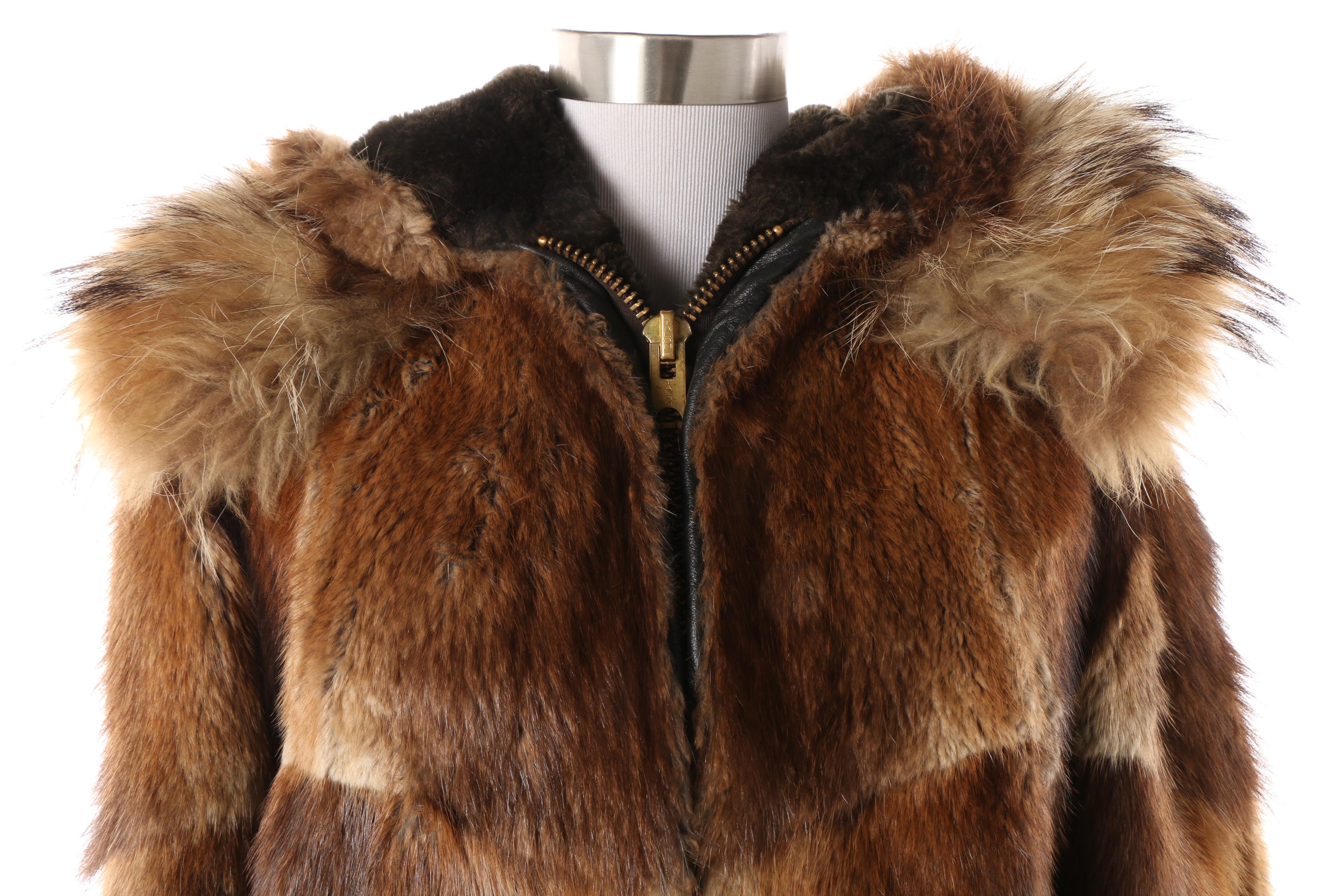 Vintage David Green Anchorage Beaver Fur Jacket with Coyote Fur Trim Hood