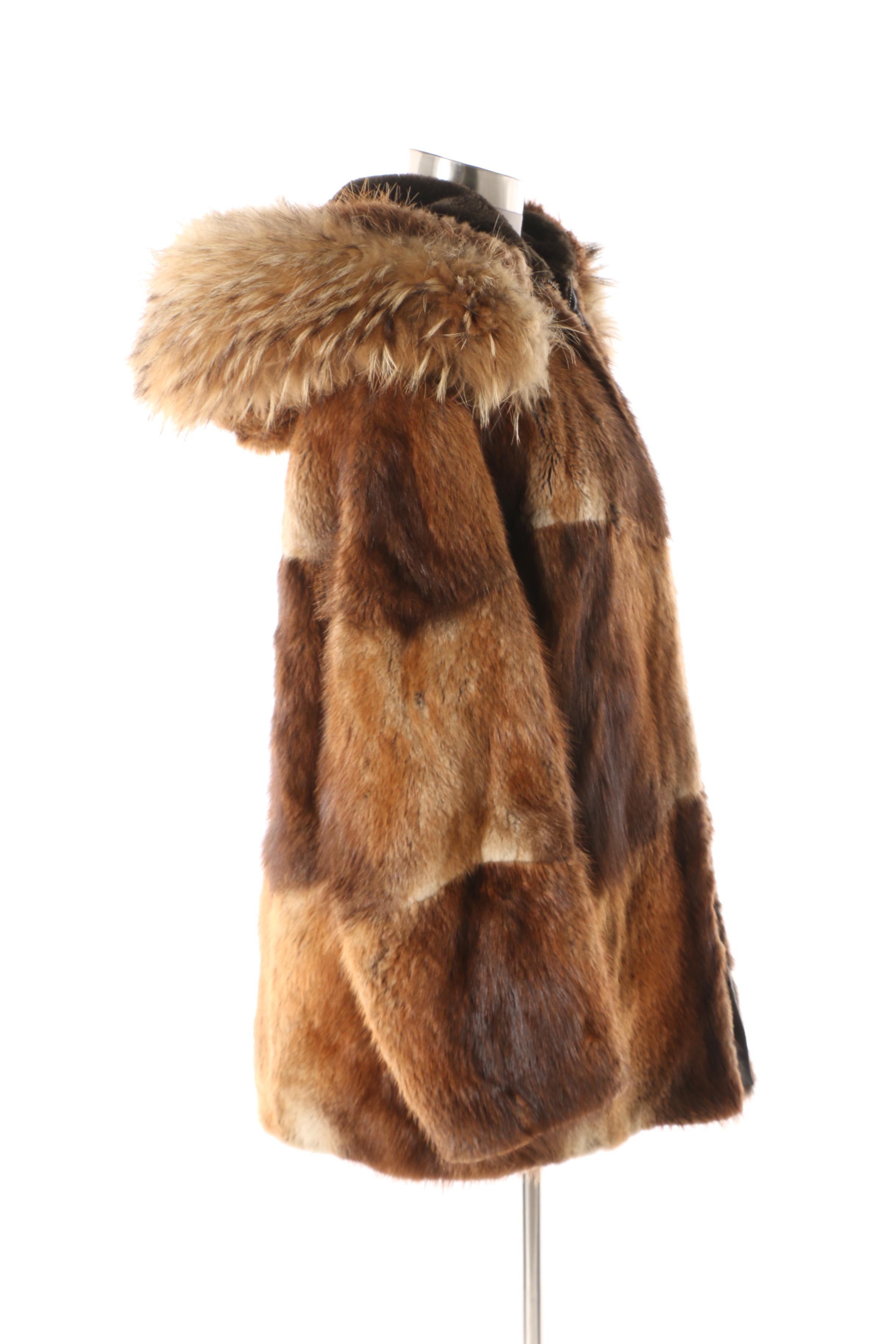 Vintage David Green Anchorage Beaver Fur Jacket with Coyote Fur Trim Hood