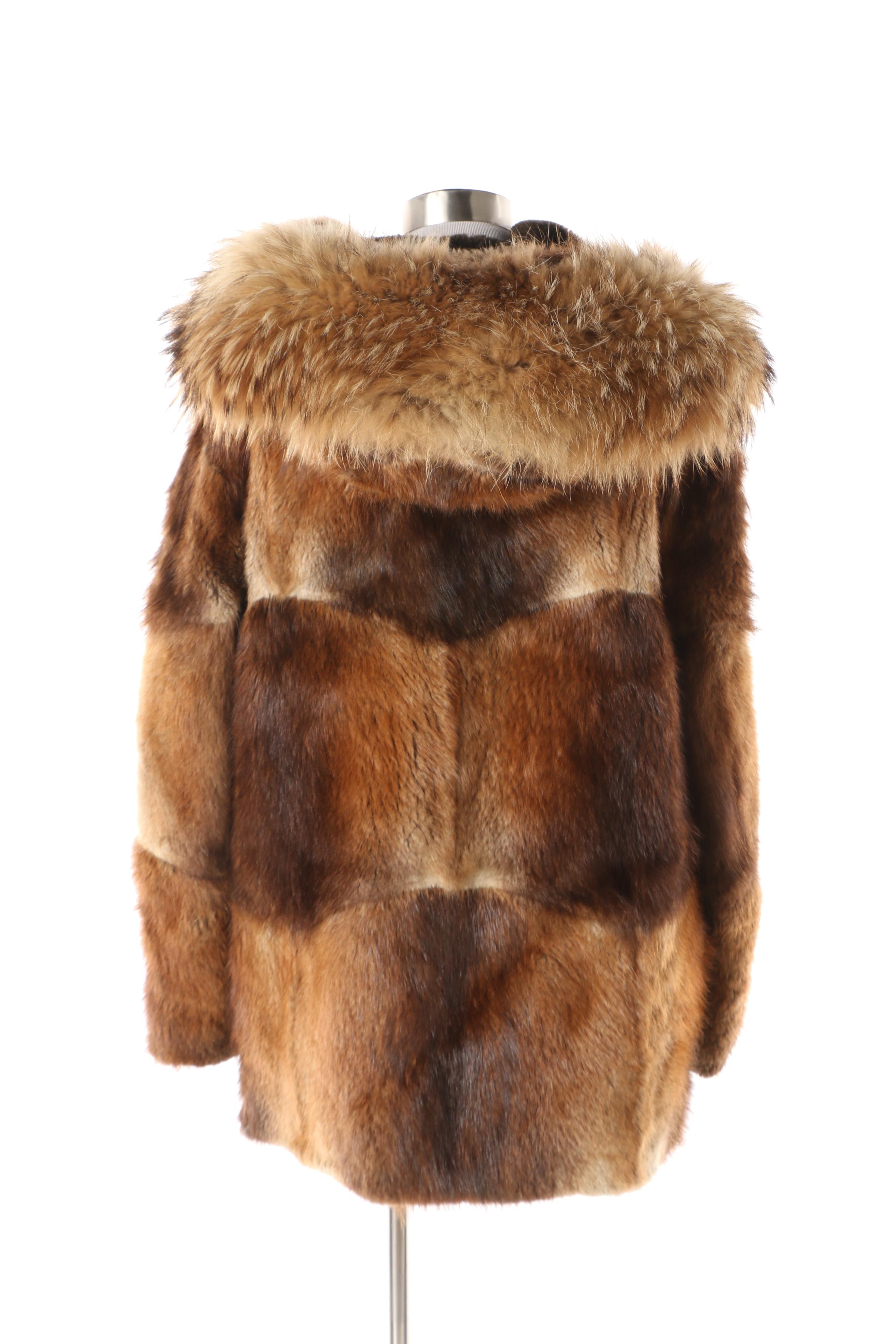 Vintage David Green Anchorage Beaver Fur Jacket with Coyote Fur Trim Hood