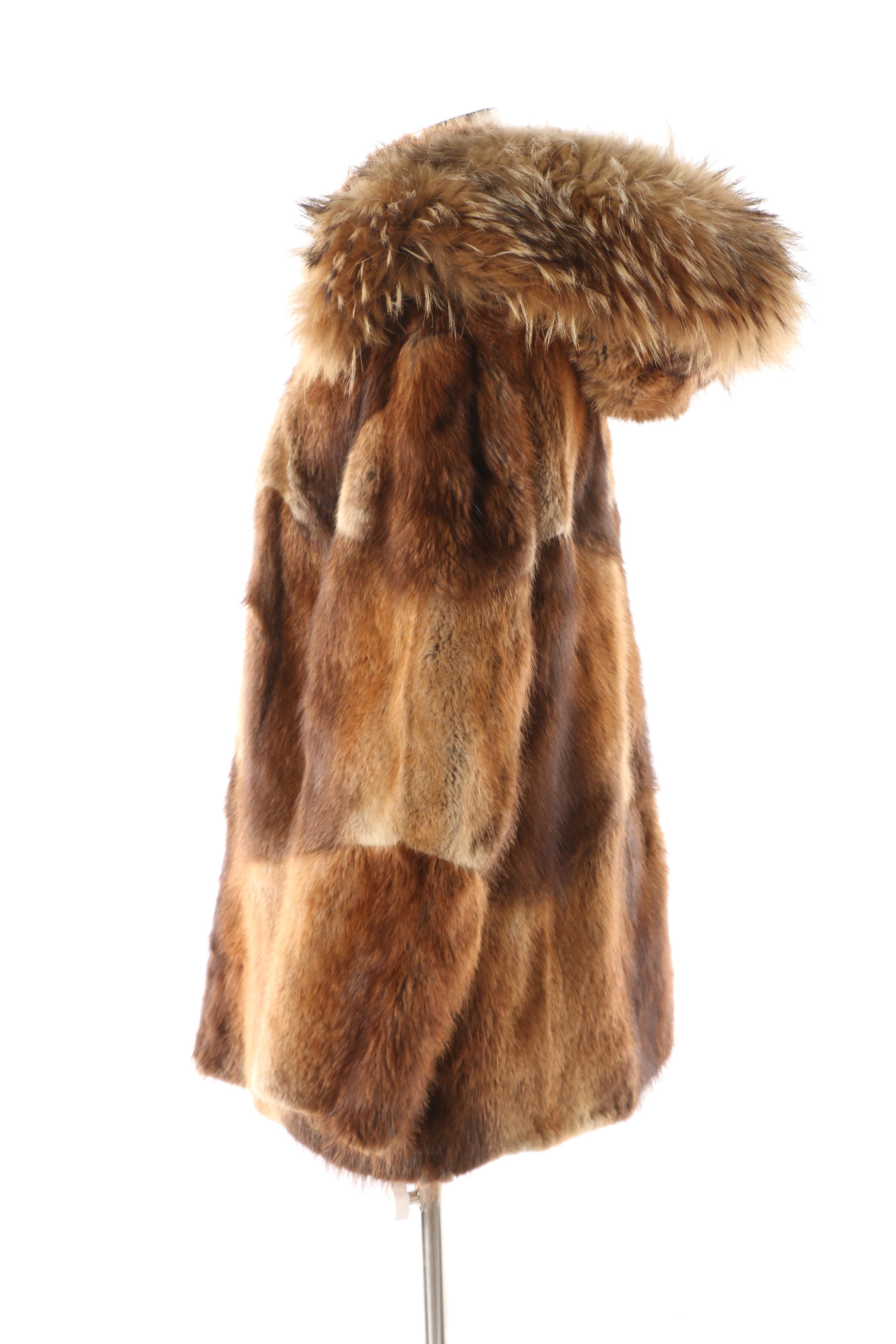 Vintage David Green Anchorage Beaver Fur Jacket with Coyote Fur Trim Hood