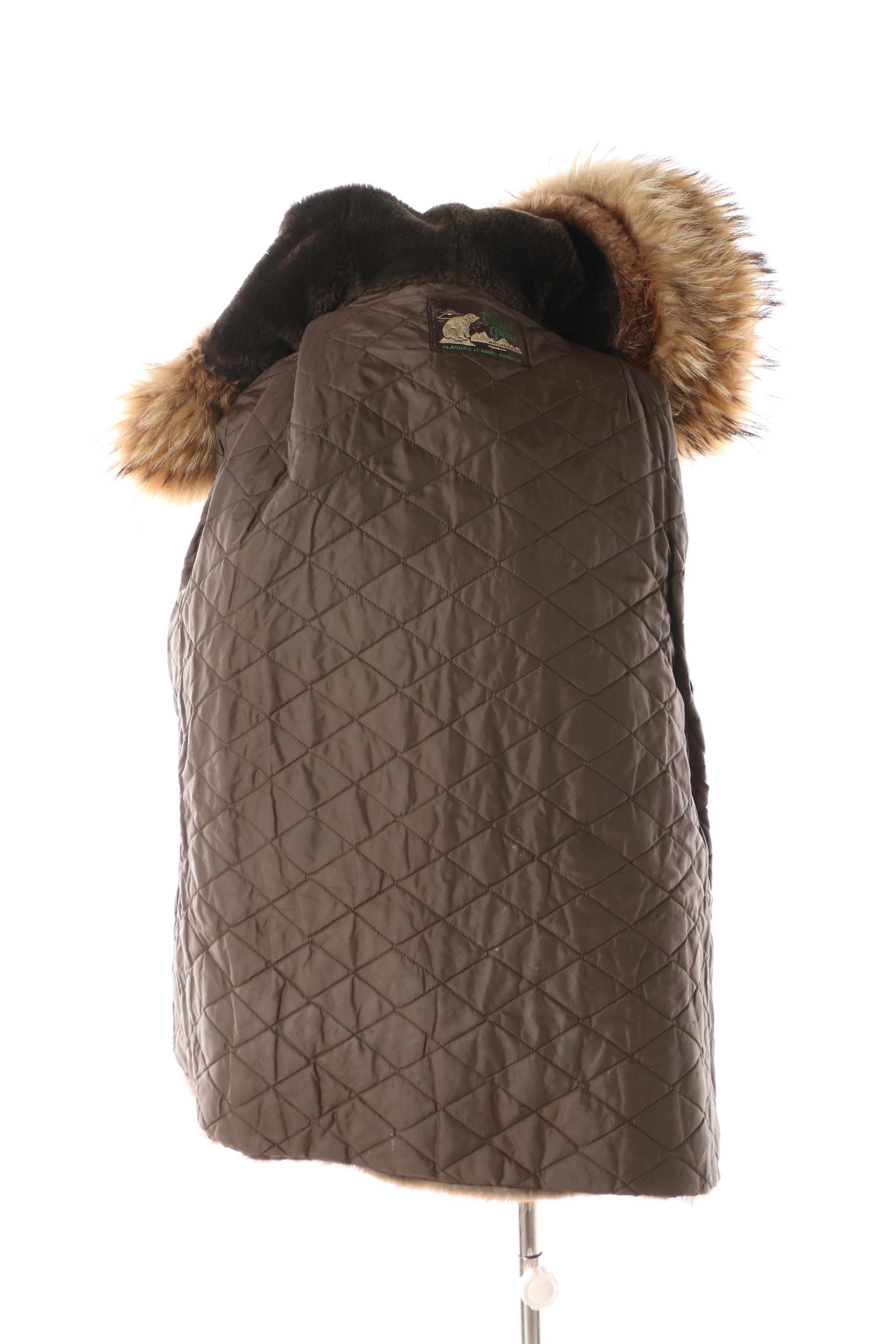 Vintage David Green Anchorage Beaver Fur Jacket with Coyote Fur Trim Hood