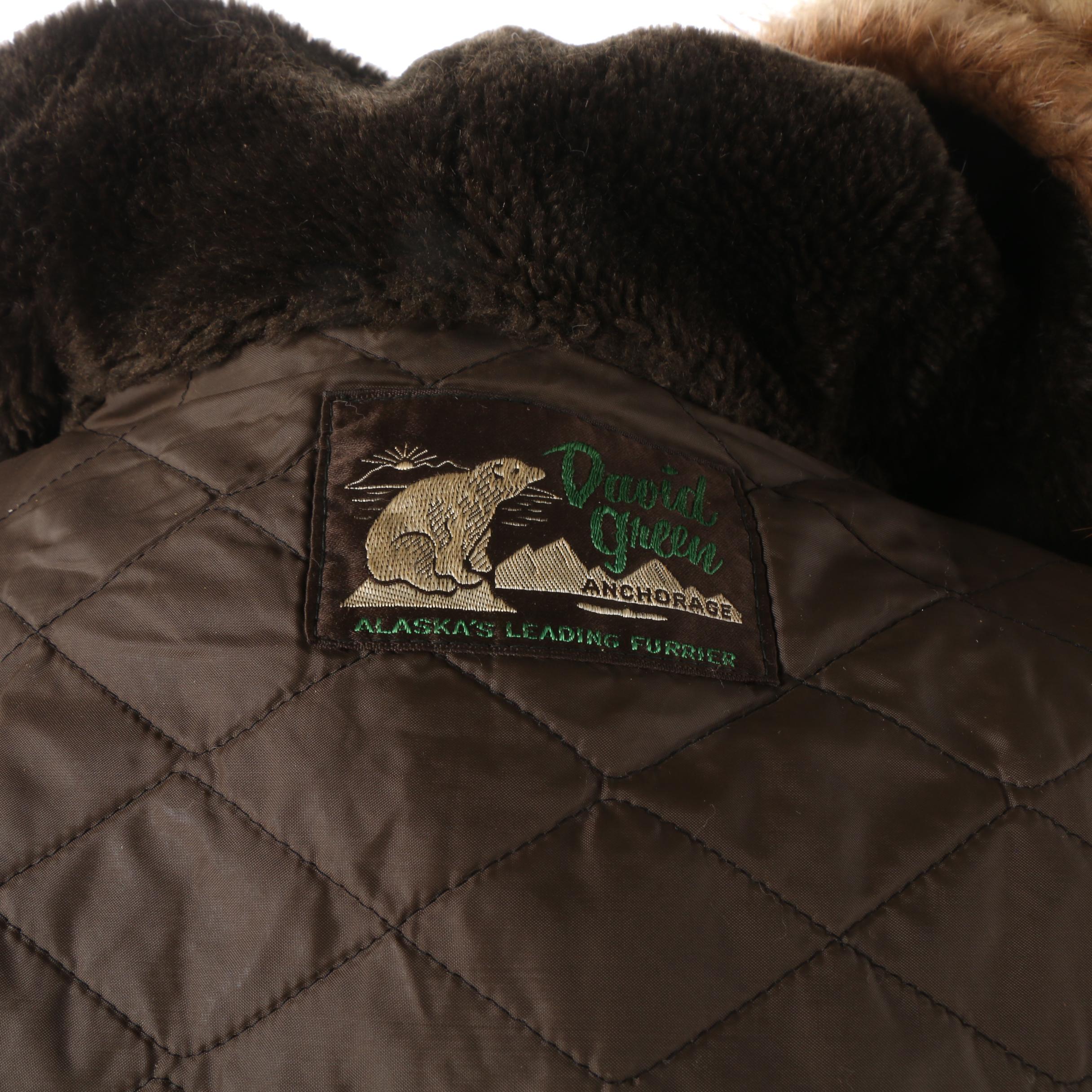 Vintage David Green Anchorage Beaver Fur Jacket with Coyote Fur Trim Hood