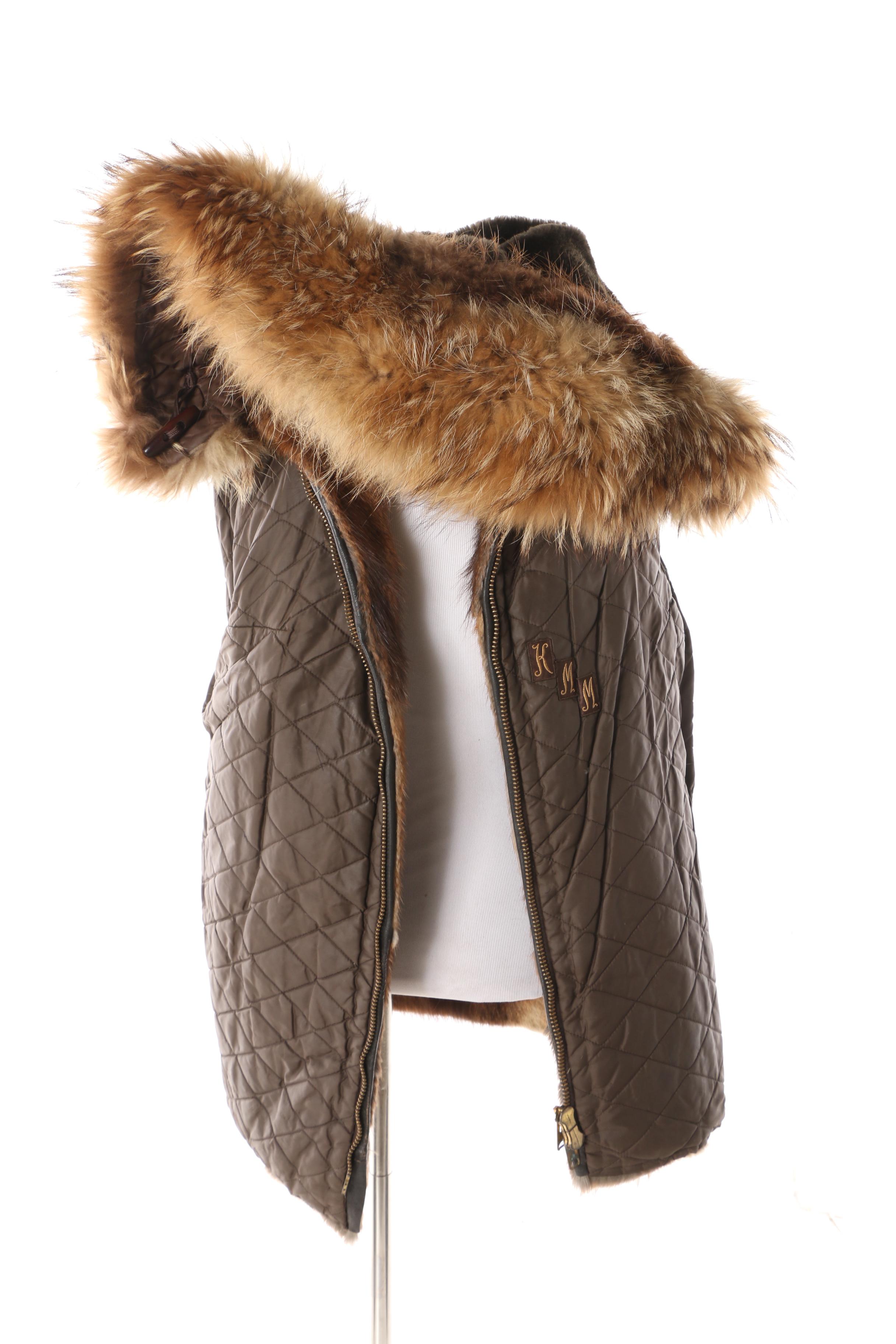 Vintage David Green Anchorage Beaver Fur Jacket with Coyote Fur Trim Hood