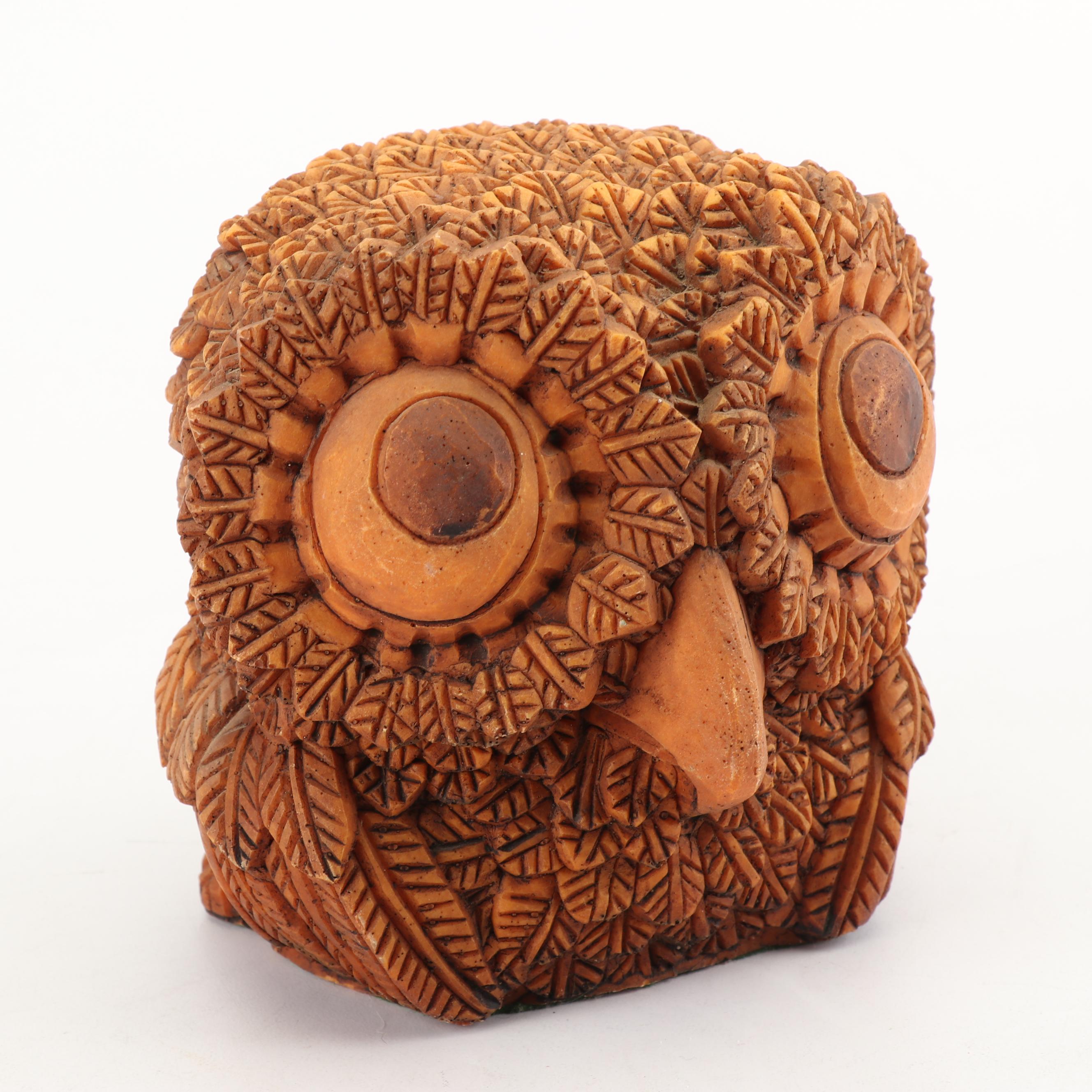 Cast Resin Owl Figurine, circa 1970